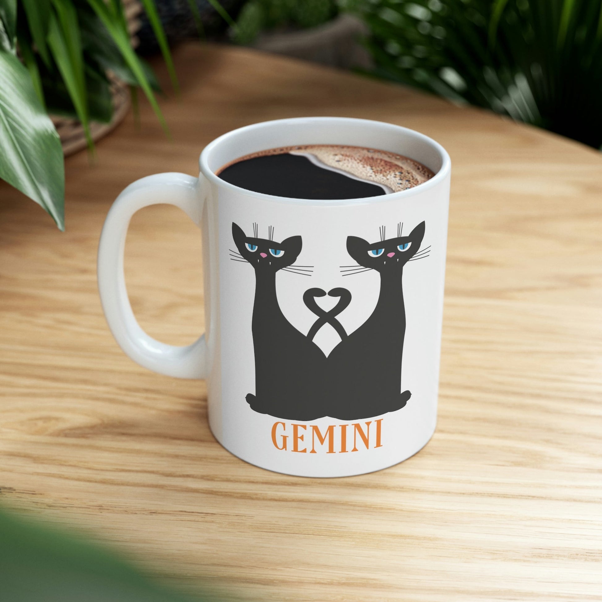 Gemini Cat Zodiac Sign Ceramic Mug 11oz Ichaku [Perfect Gifts Selection]