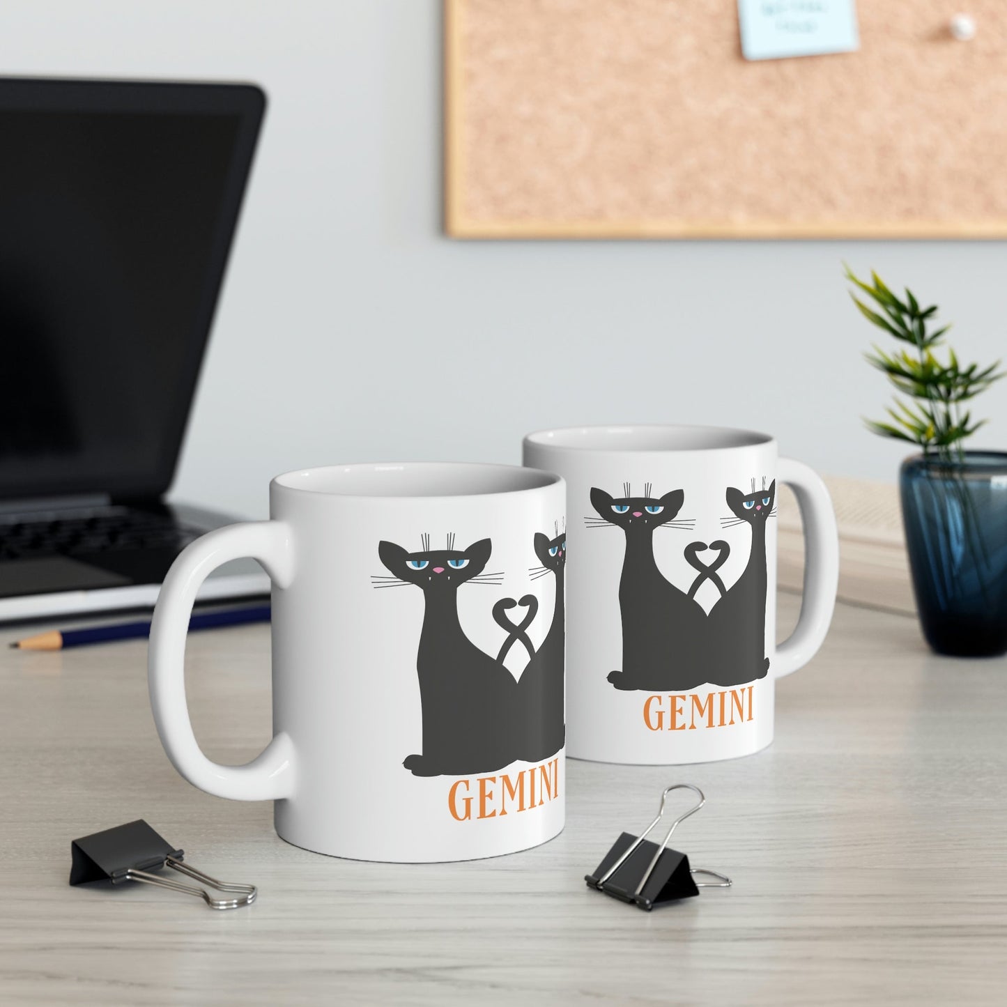 Gemini Cat Zodiac Sign Ceramic Mug 11oz Ichaku [Perfect Gifts Selection]