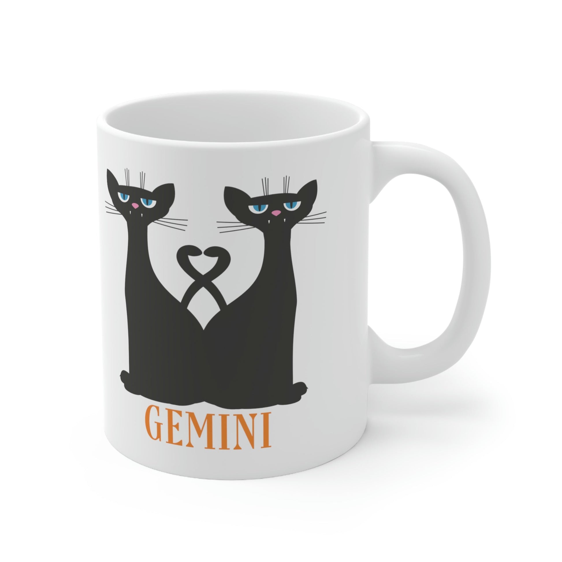 Gemini Cat Zodiac Sign Ceramic Mug 11oz Ichaku [Perfect Gifts Selection]