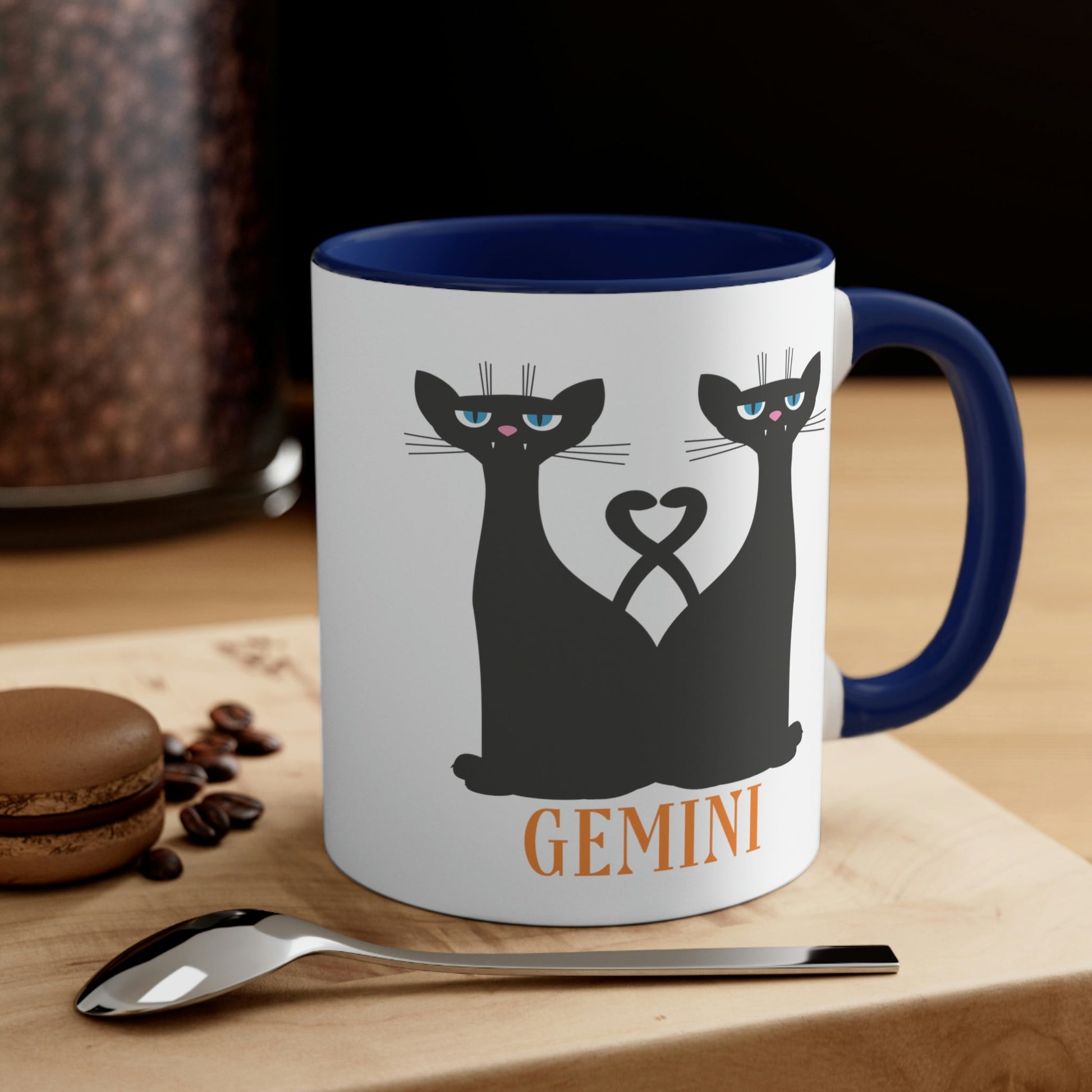 Gemini Cat Zodiac Sign Classic Accent Coffee Mug 11oz Ichaku [Perfect Gifts Selection]