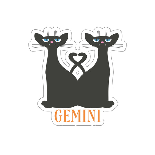Gemini Cat Zodiac Sign Die-Cut Sticker Ichaku [Perfect Gifts Selection]