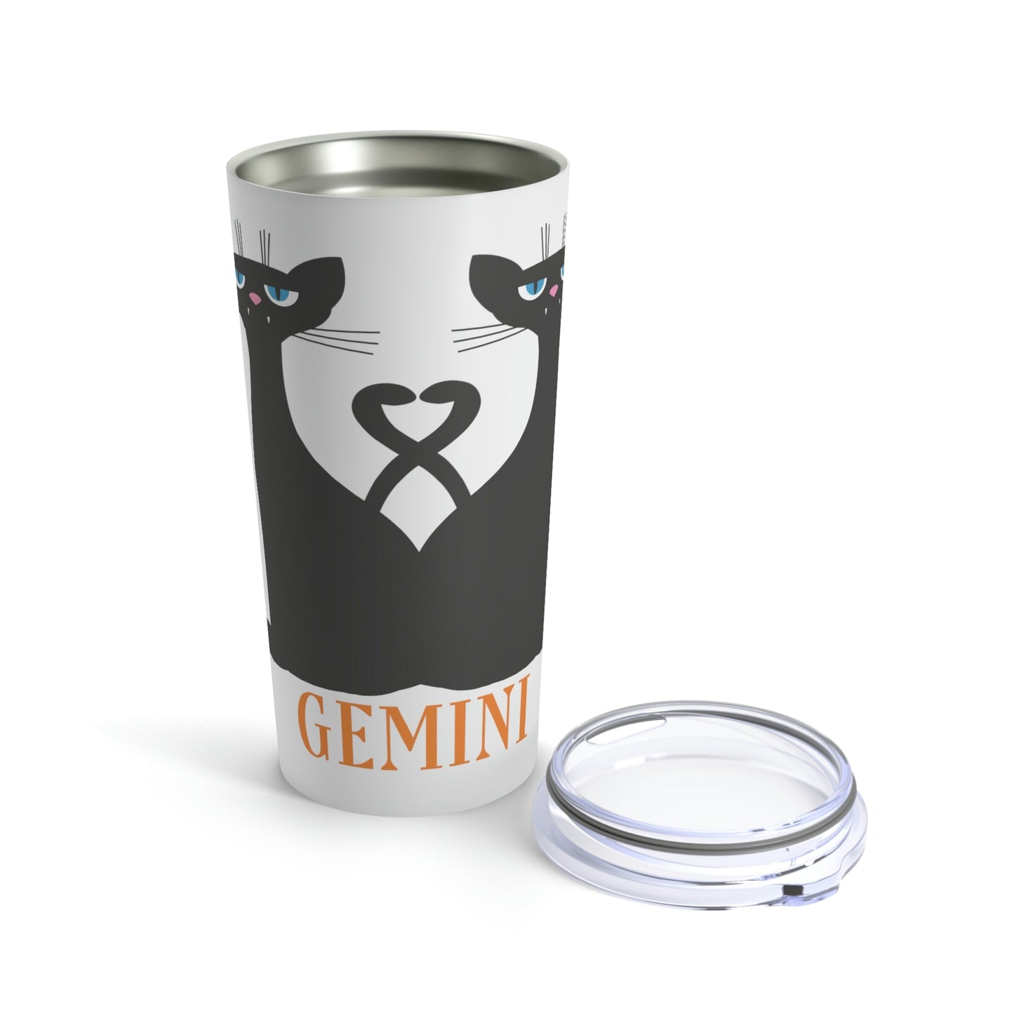 Gemini Cat Zodiac Sign Stainless Steel Hot or Cold Vacuum Tumbler 20oz Ichaku [Perfect Gifts Selection]