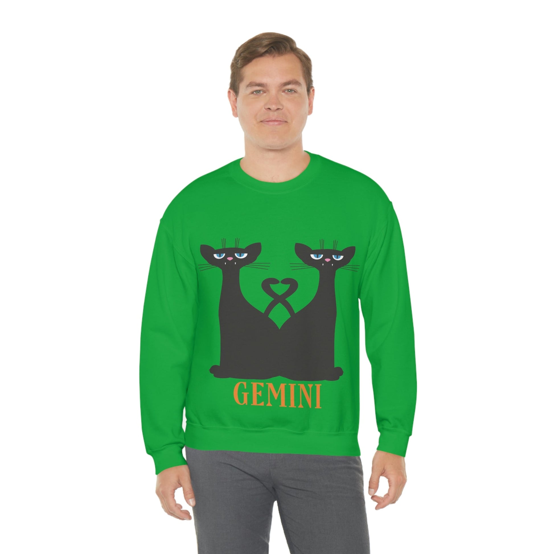 Gemini Cat Zodiac Sign Unisex Heavy Blend™ Crewneck Sweatshirt Ichaku [Perfect Gifts Selection]