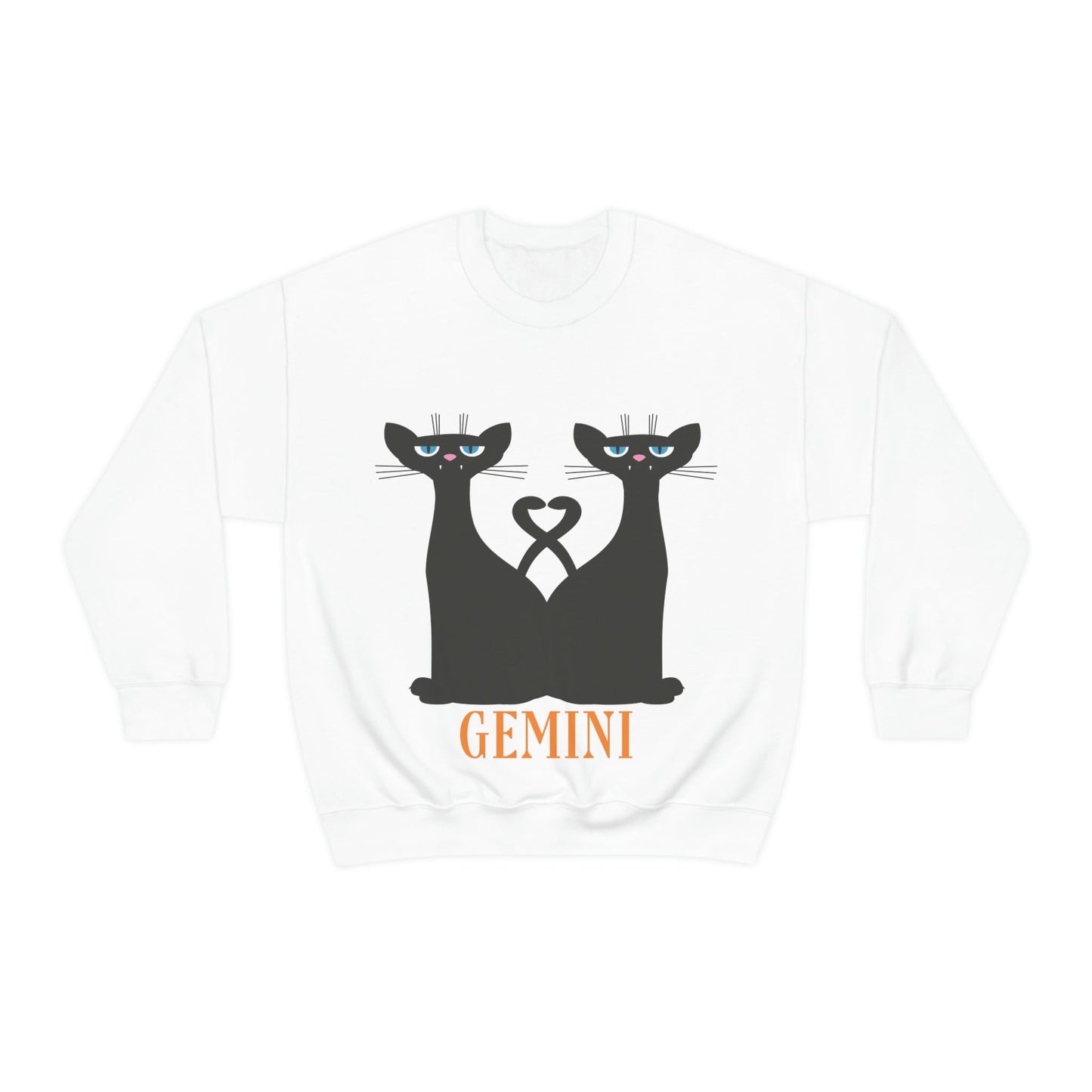 Gemini Cat Zodiac Sign Unisex Heavy Blend™ Crewneck Sweatshirt Ichaku [Perfect Gifts Selection]