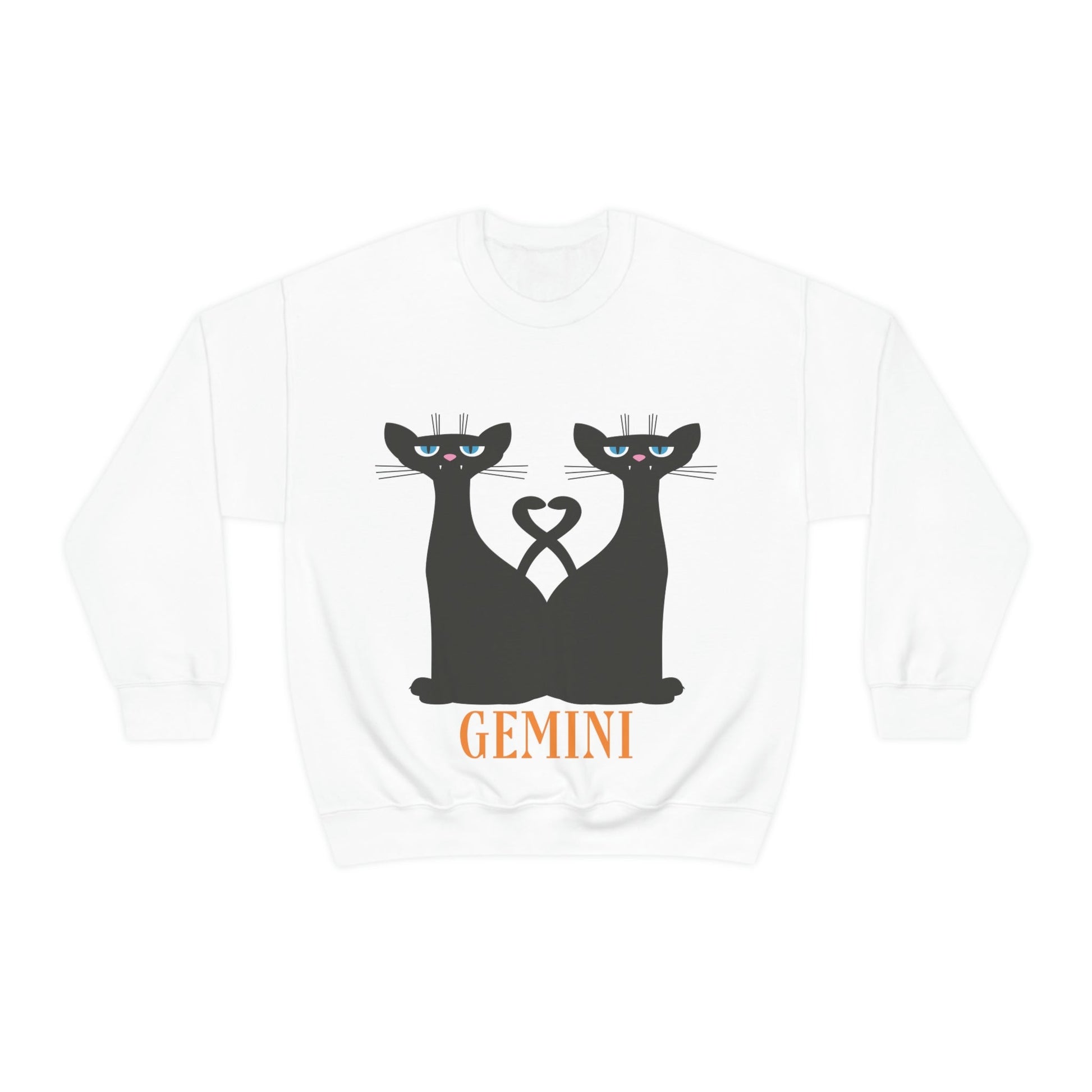 Gemini Cat Zodiac Sign Unisex Heavy Blend™ Crewneck Sweatshirt Ichaku [Perfect Gifts Selection]