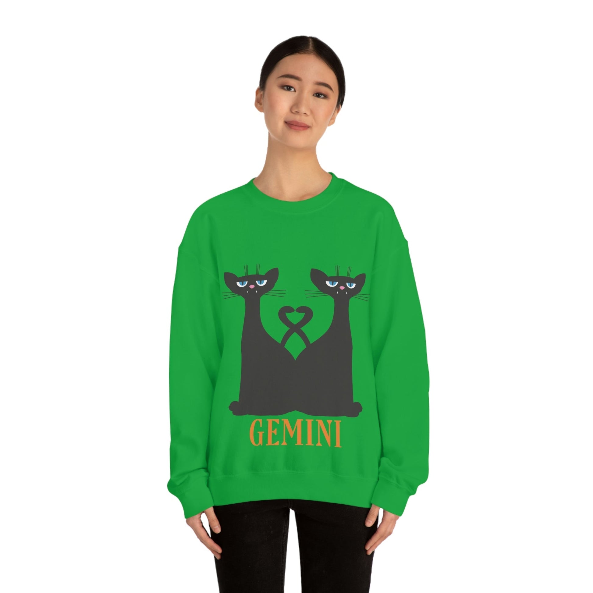 Gemini Cat Zodiac Sign Unisex Heavy Blend™ Crewneck Sweatshirt Ichaku [Perfect Gifts Selection]