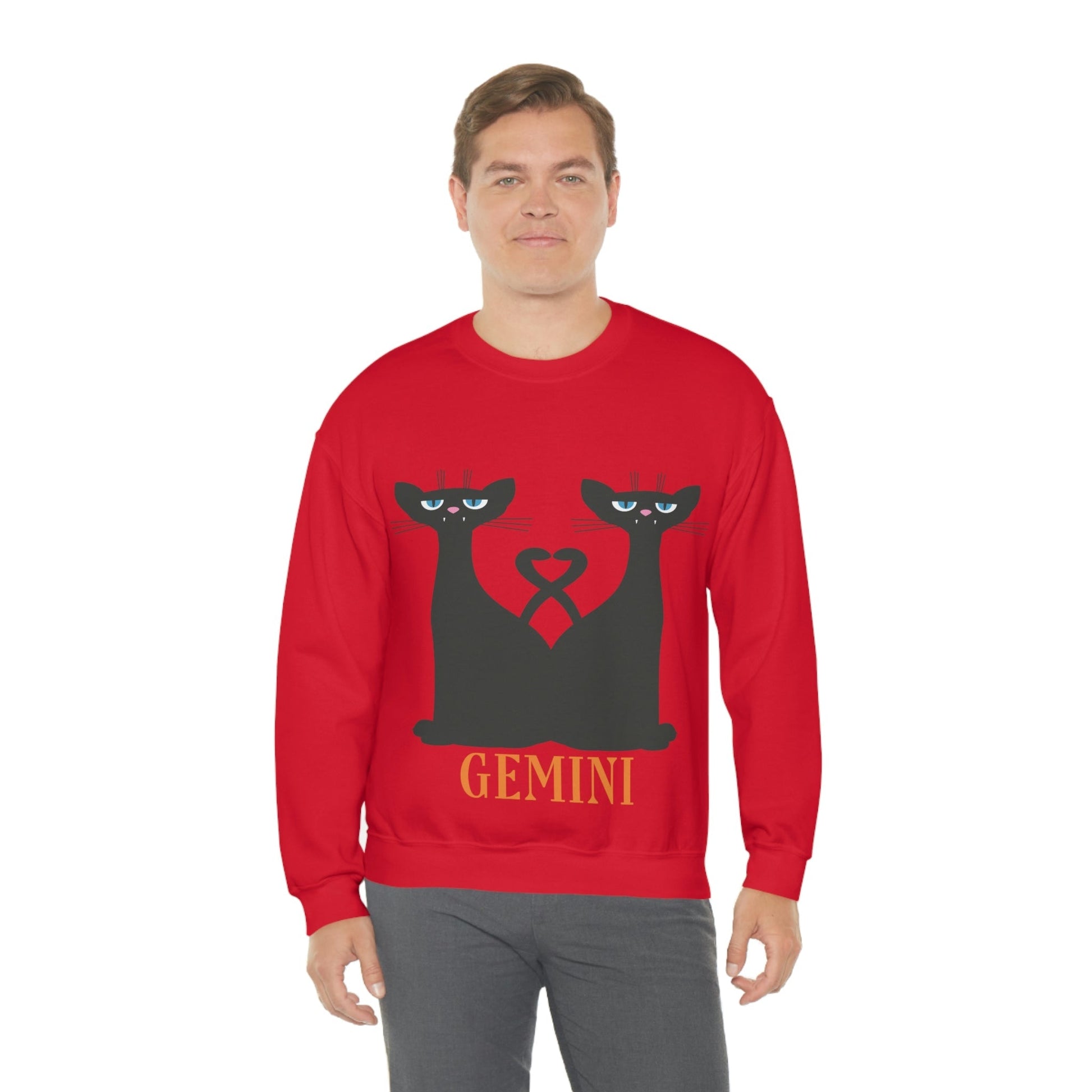 Gemini Cat Zodiac Sign Unisex Heavy Blend™ Crewneck Sweatshirt Ichaku [Perfect Gifts Selection]