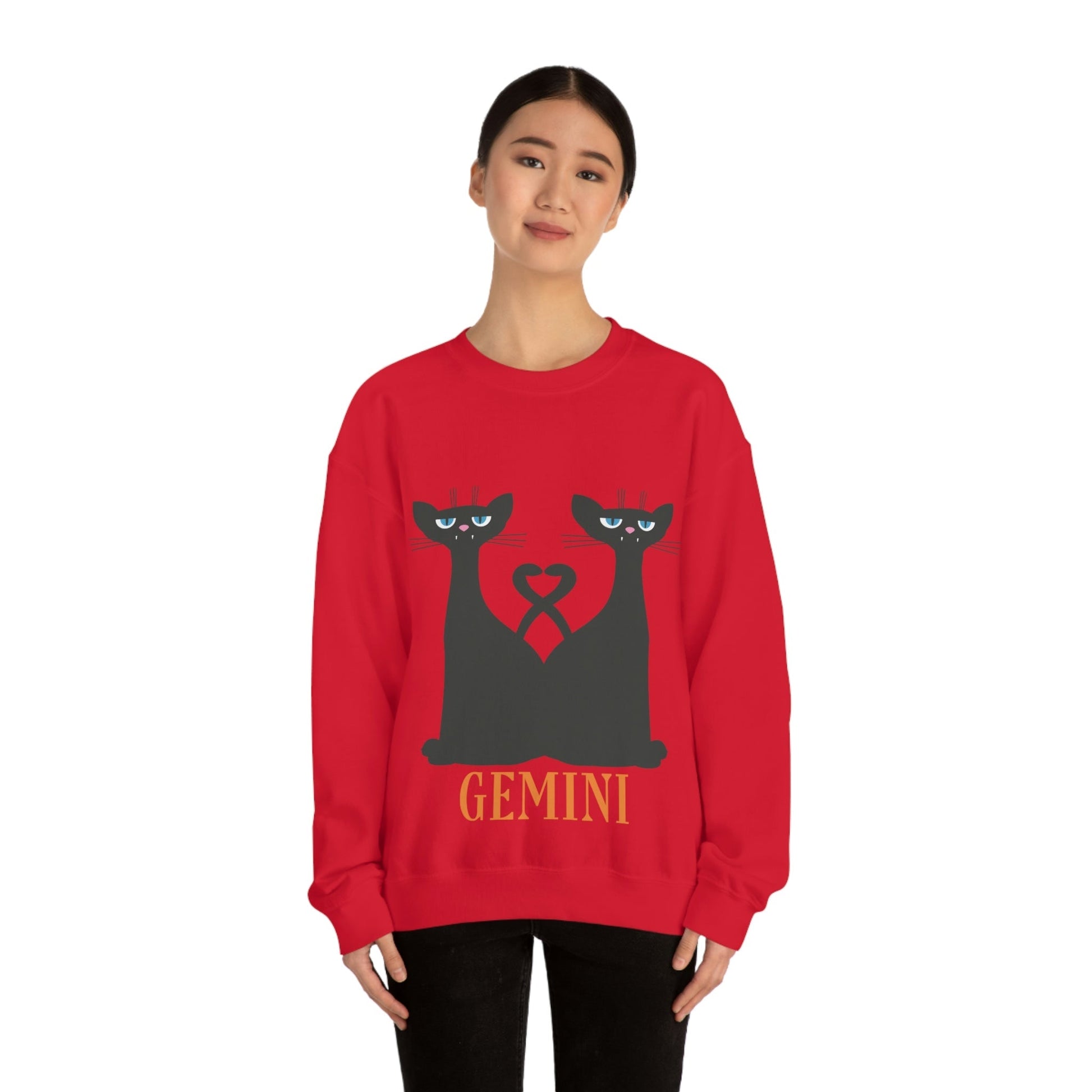 Gemini Cat Zodiac Sign Unisex Heavy Blend™ Crewneck Sweatshirt Ichaku [Perfect Gifts Selection]