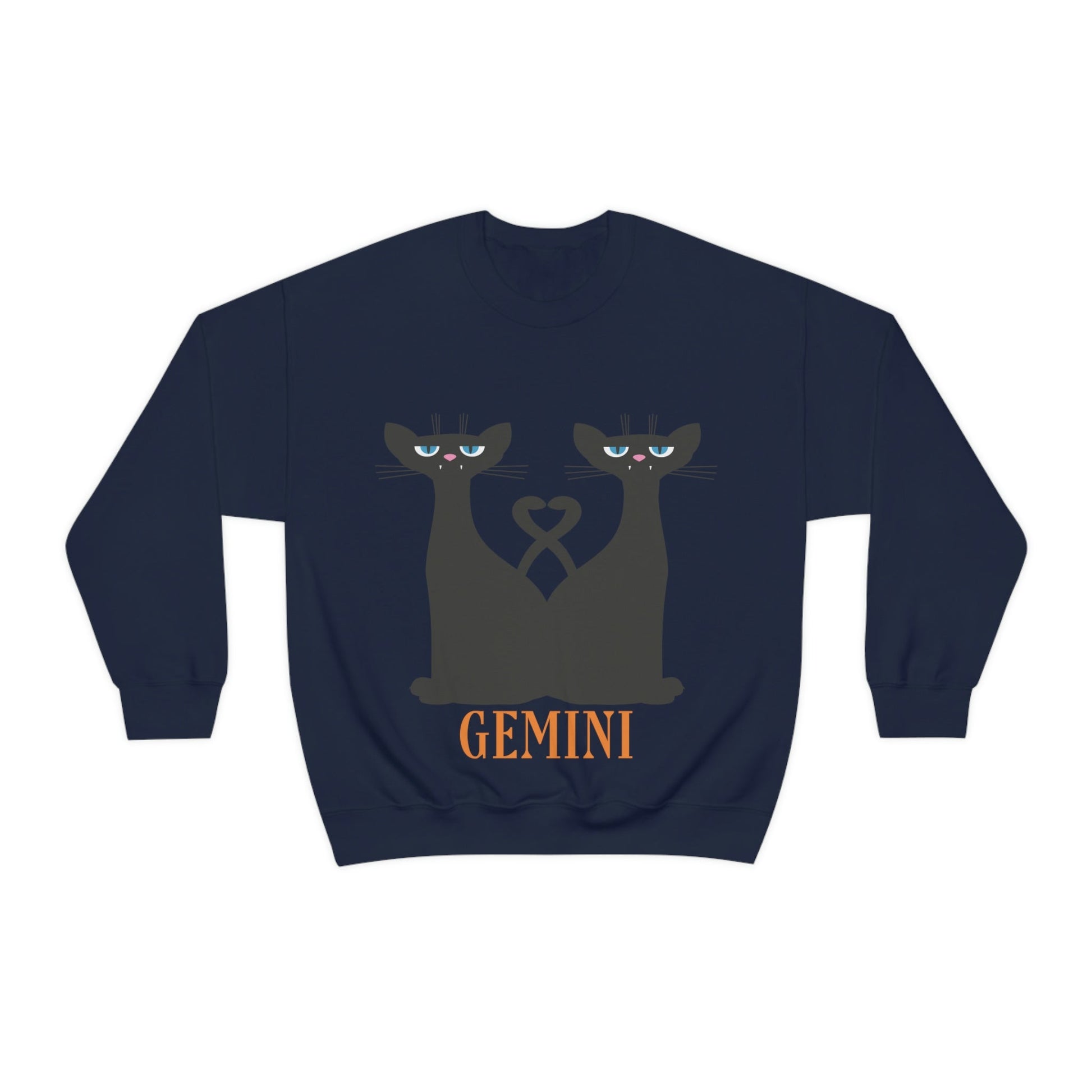 Gemini Cat Zodiac Sign Unisex Heavy Blend™ Crewneck Sweatshirt Ichaku [Perfect Gifts Selection]