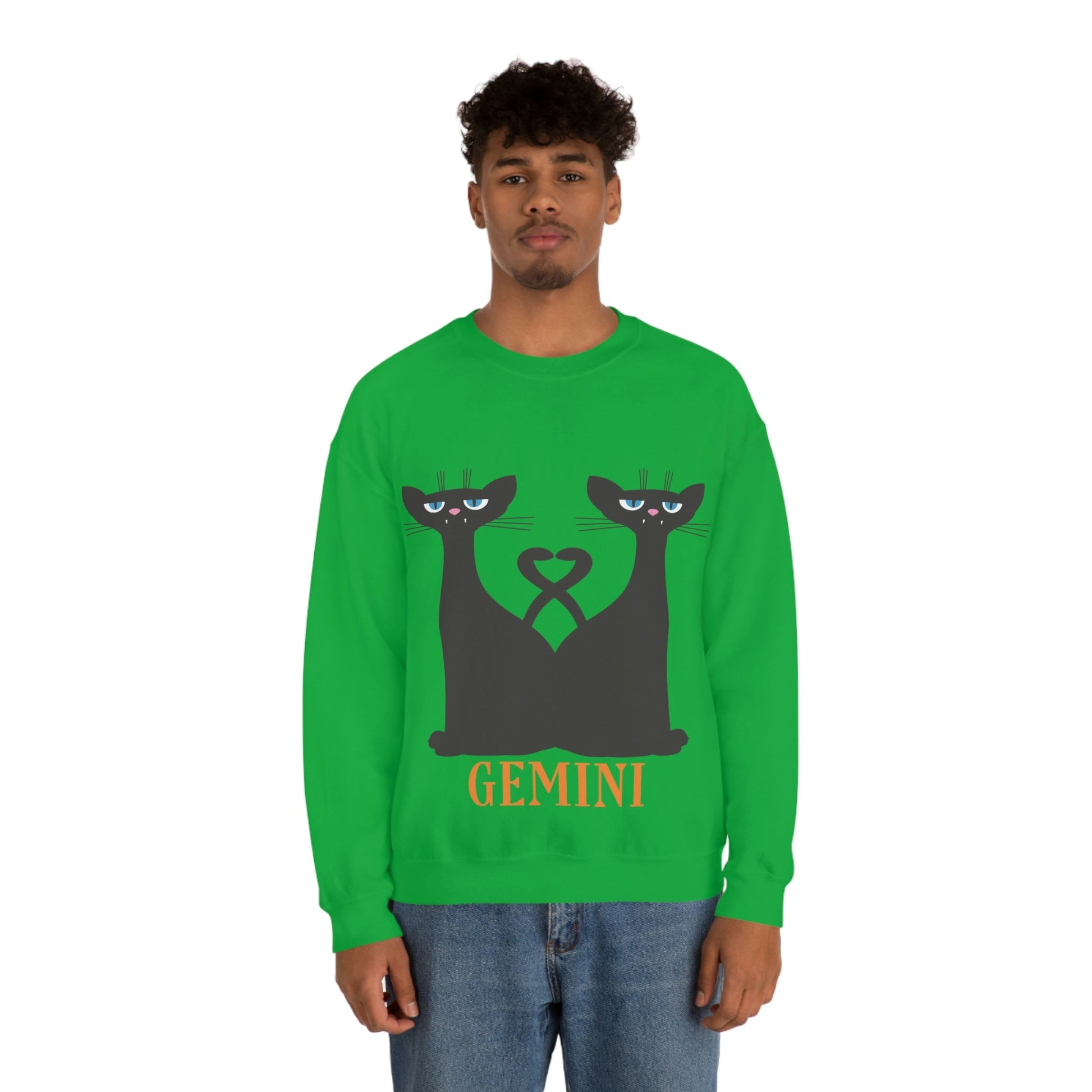 Gemini Cat Zodiac Sign Unisex Heavy Blend™ Crewneck Sweatshirt Ichaku [Perfect Gifts Selection]