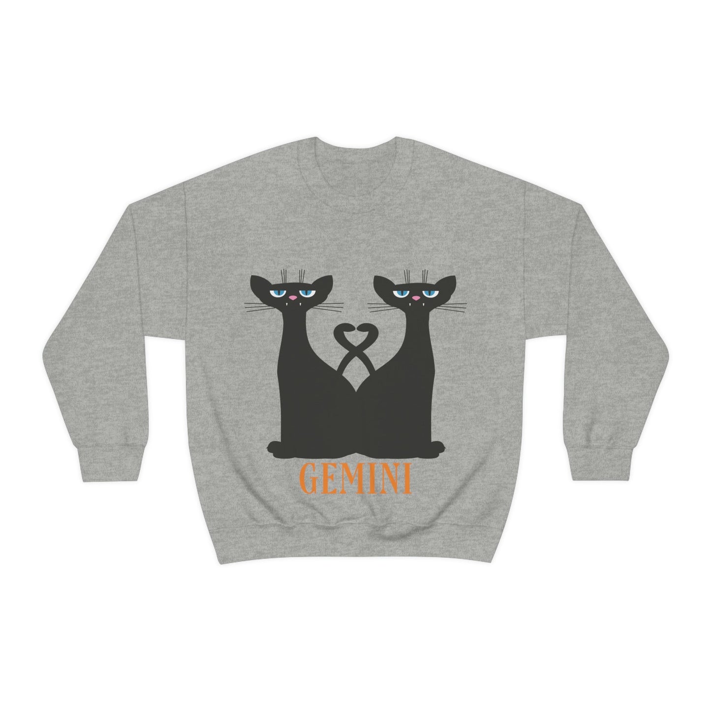 Gemini Cat Zodiac Sign Unisex Heavy Blend™ Crewneck Sweatshirt Ichaku [Perfect Gifts Selection]