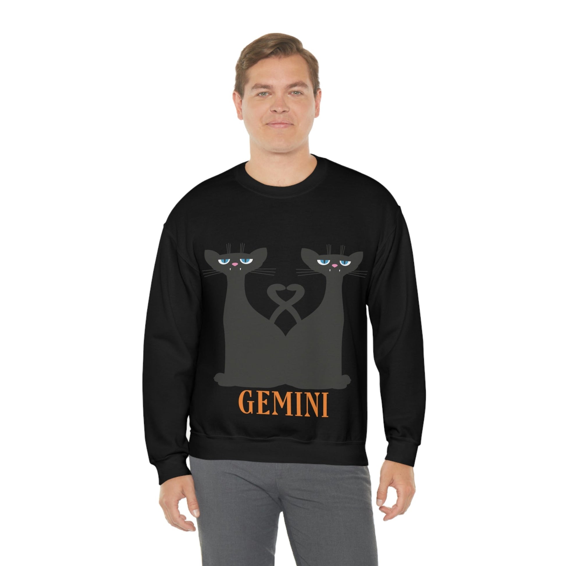 Gemini Cat Zodiac Sign Unisex Heavy Blend™ Crewneck Sweatshirt Ichaku [Perfect Gifts Selection]