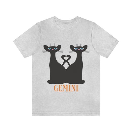 Gemini Cat Zodiac Sign Unisex Jersey Short Sleeve T-Shirt Ichaku [Perfect Gifts Selection]