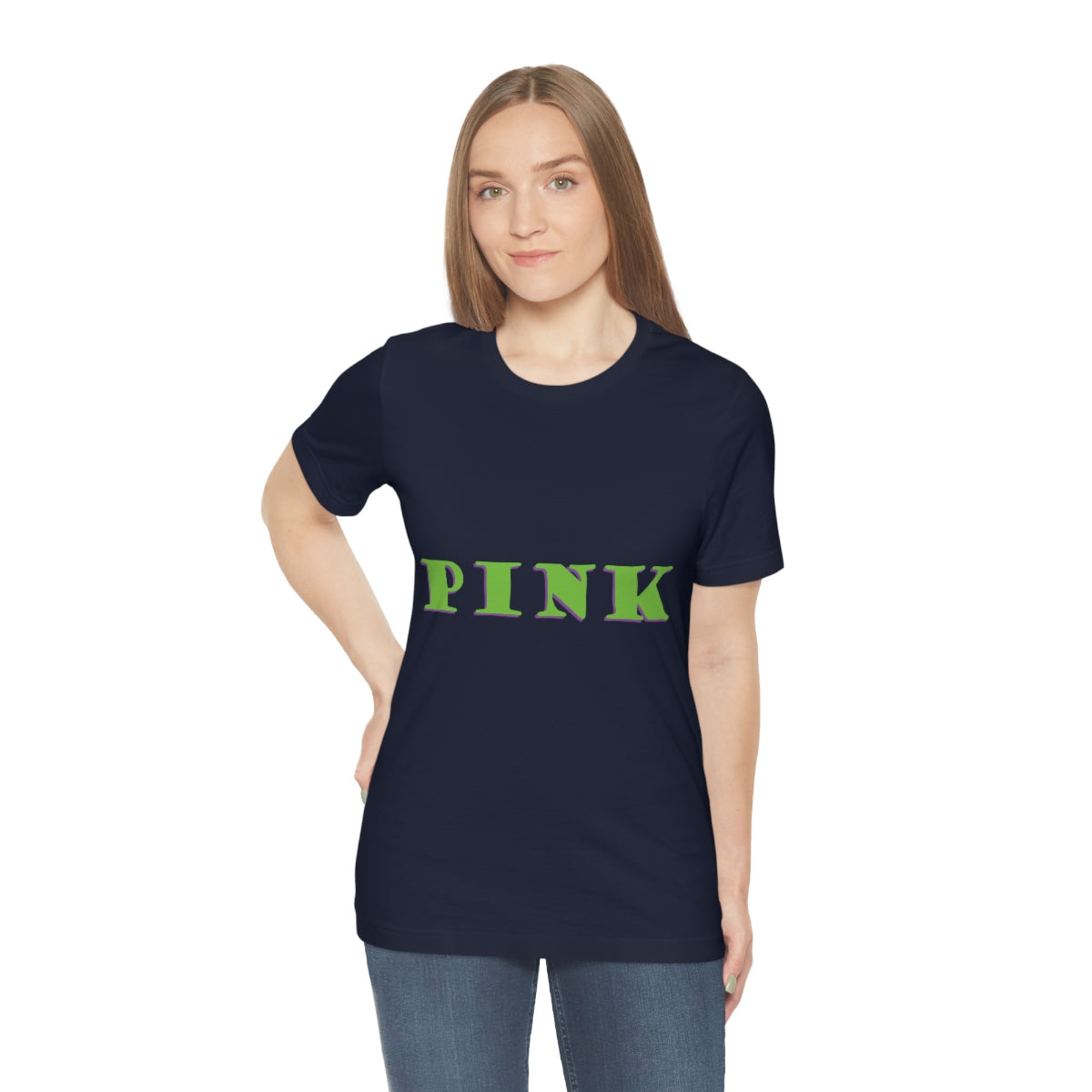 Green Pink Original Text Unisex Jersey Short Sleeve T-Shirt Ichaku [Perfect Gifts Selection]