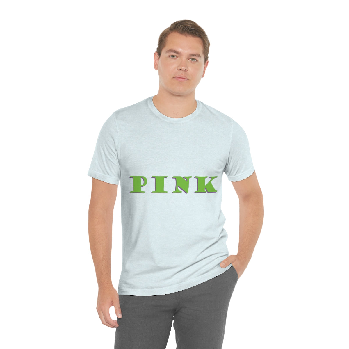 Green Pink Original Text Unisex Jersey Short Sleeve T-Shirt Ichaku [Perfect Gifts Selection]