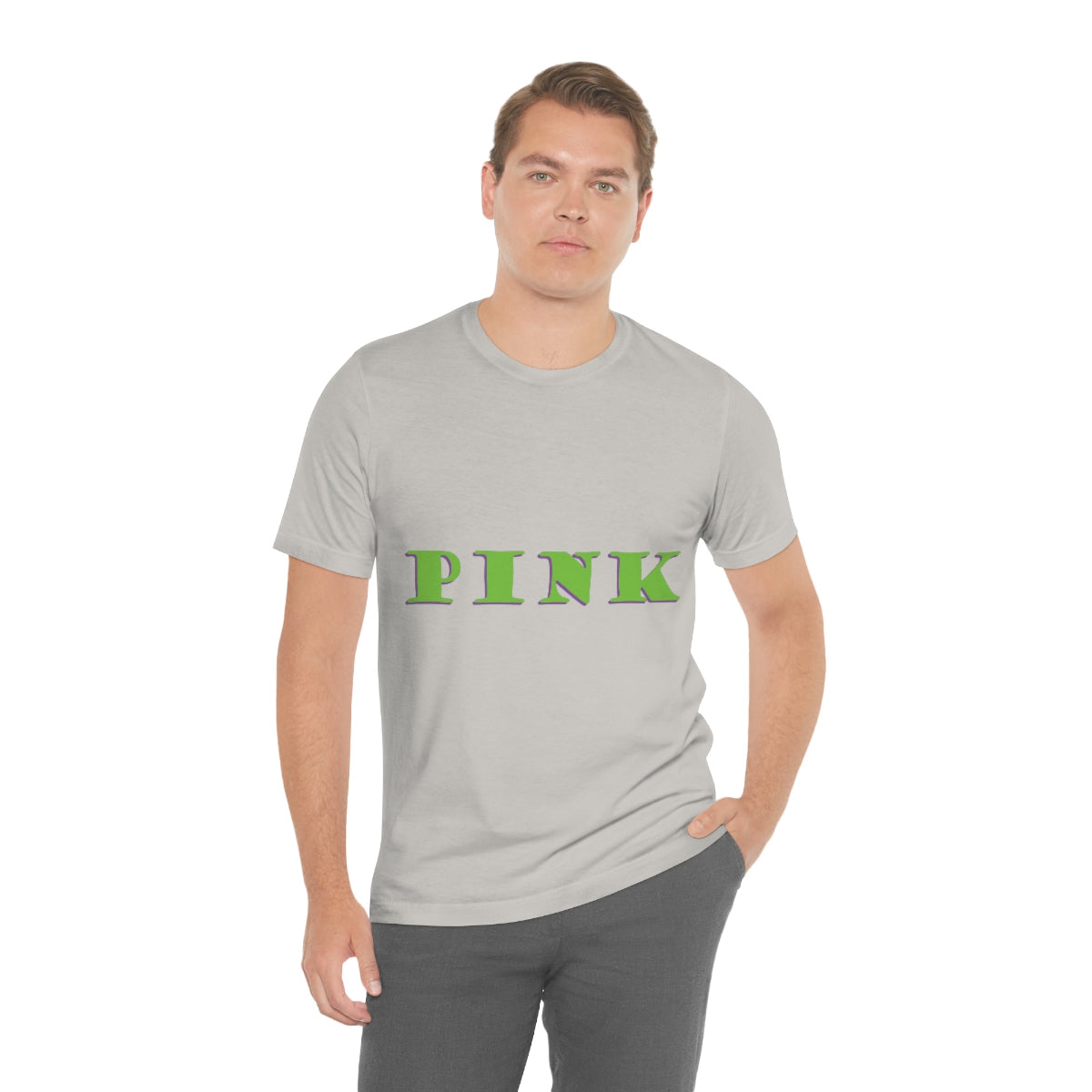 Green Pink Original Text Unisex Jersey Short Sleeve T-Shirt Ichaku [Perfect Gifts Selection]