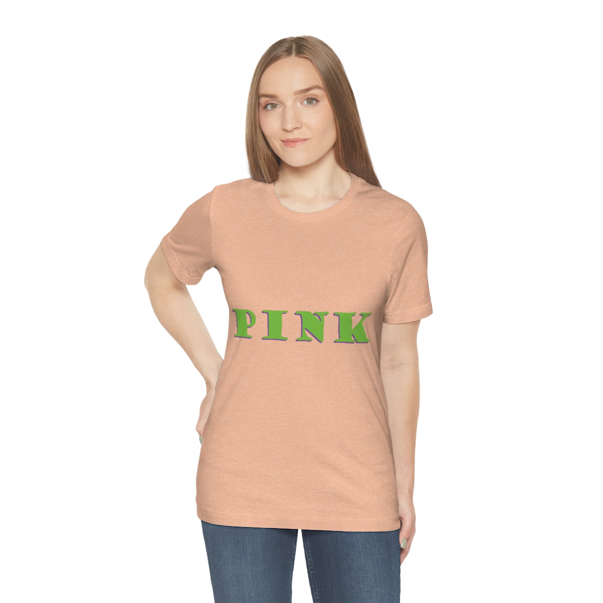 Green Pink Original Text Unisex Jersey Short Sleeve T-Shirt Ichaku [Perfect Gifts Selection]