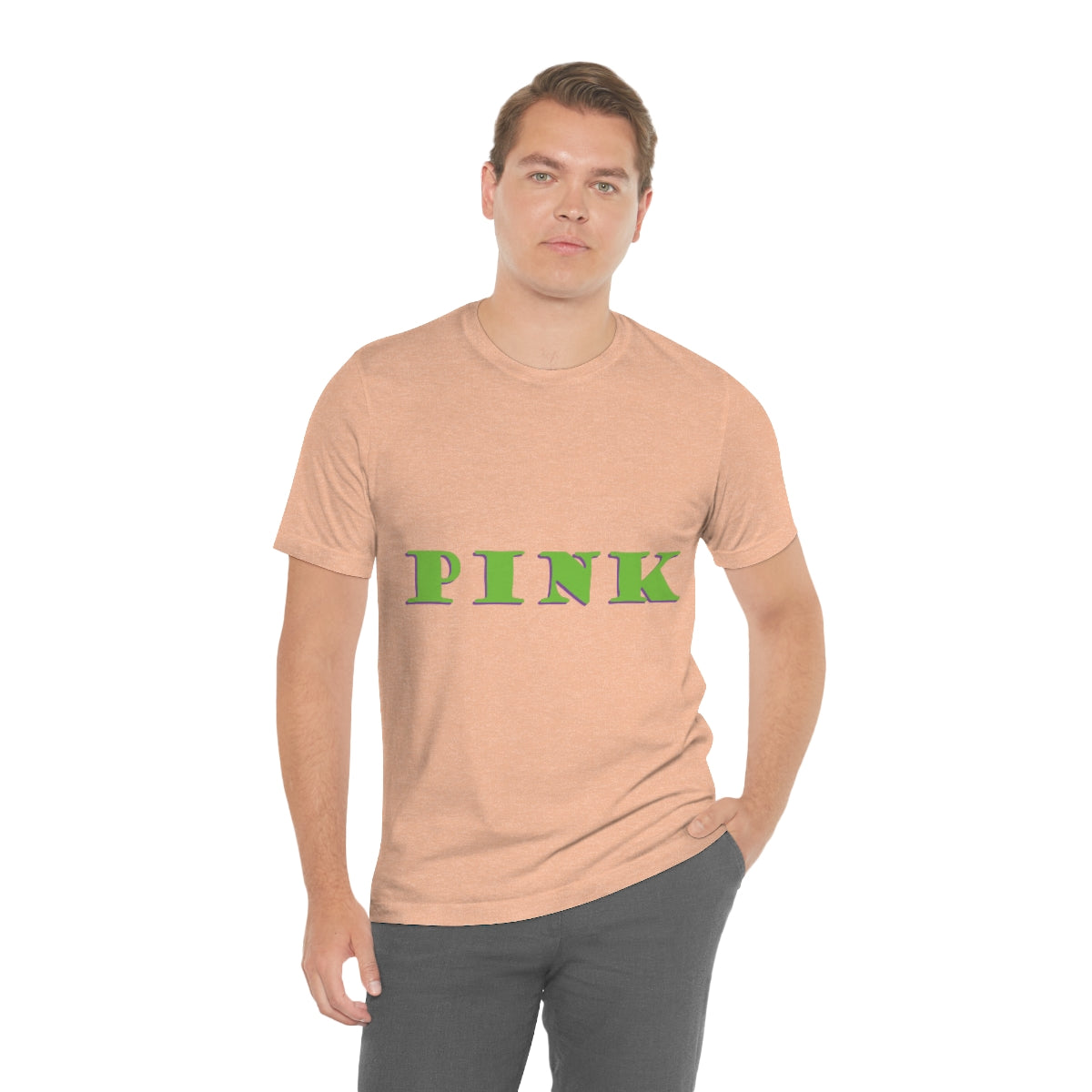 Green Pink Original Text Unisex Jersey Short Sleeve T-Shirt Ichaku [Perfect Gifts Selection]