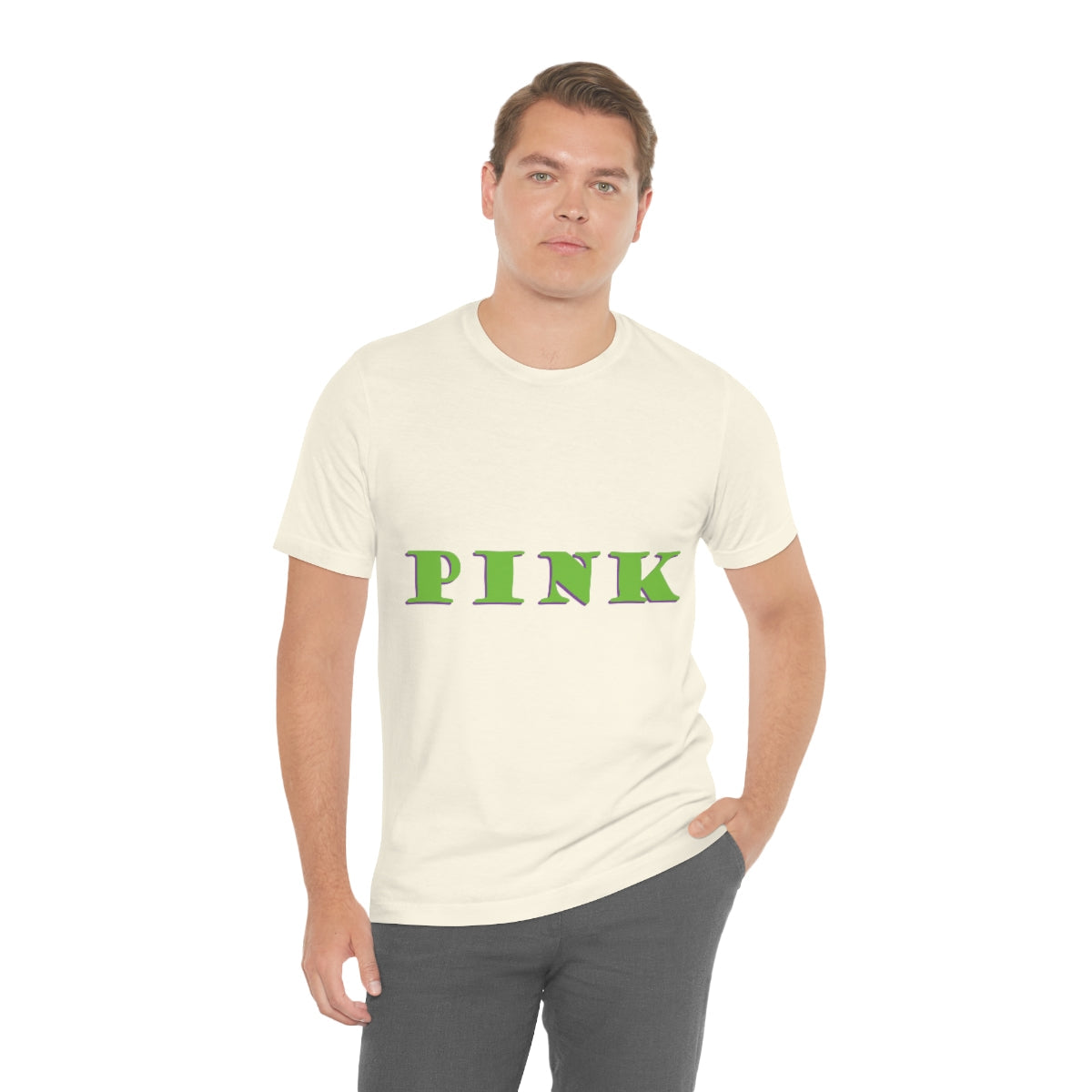 Green Pink Original Text Unisex Jersey Short Sleeve T-Shirt Ichaku [Perfect Gifts Selection]