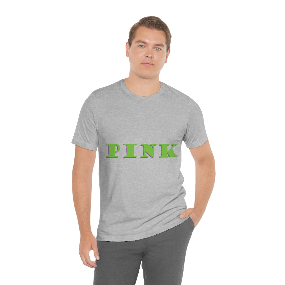 Green Pink Original Text Unisex Jersey Short Sleeve T-Shirt Ichaku [Perfect Gifts Selection]