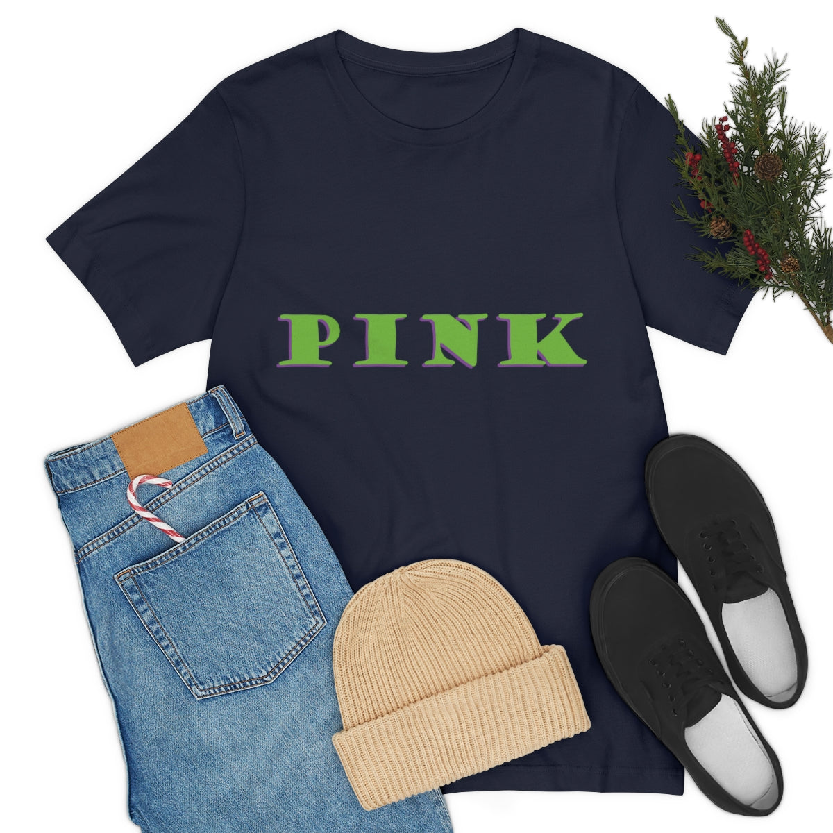 Green Pink Original Text Unisex Jersey Short Sleeve T-Shirt Ichaku [Perfect Gifts Selection]