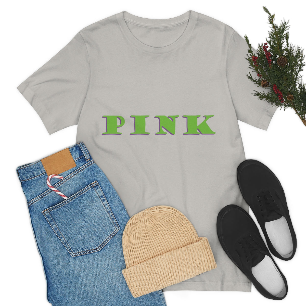 Green Pink Original Text Unisex Jersey Short Sleeve T-Shirt Ichaku [Perfect Gifts Selection]