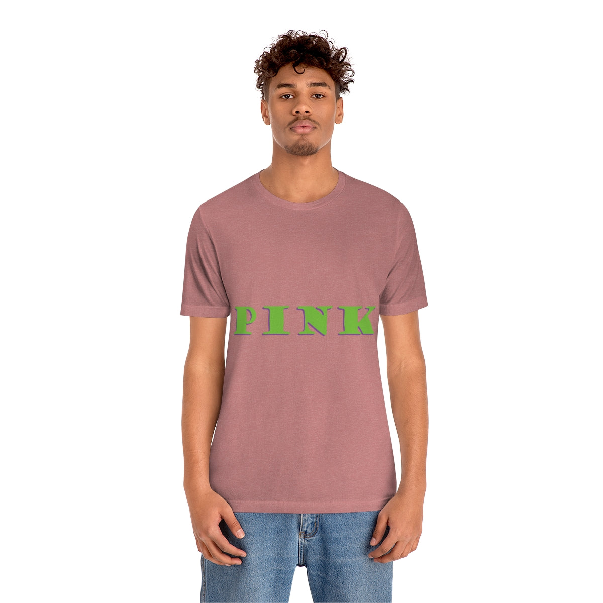 Green Pink Original Text Unisex Jersey Short Sleeve T-Shirt Ichaku [Perfect Gifts Selection]