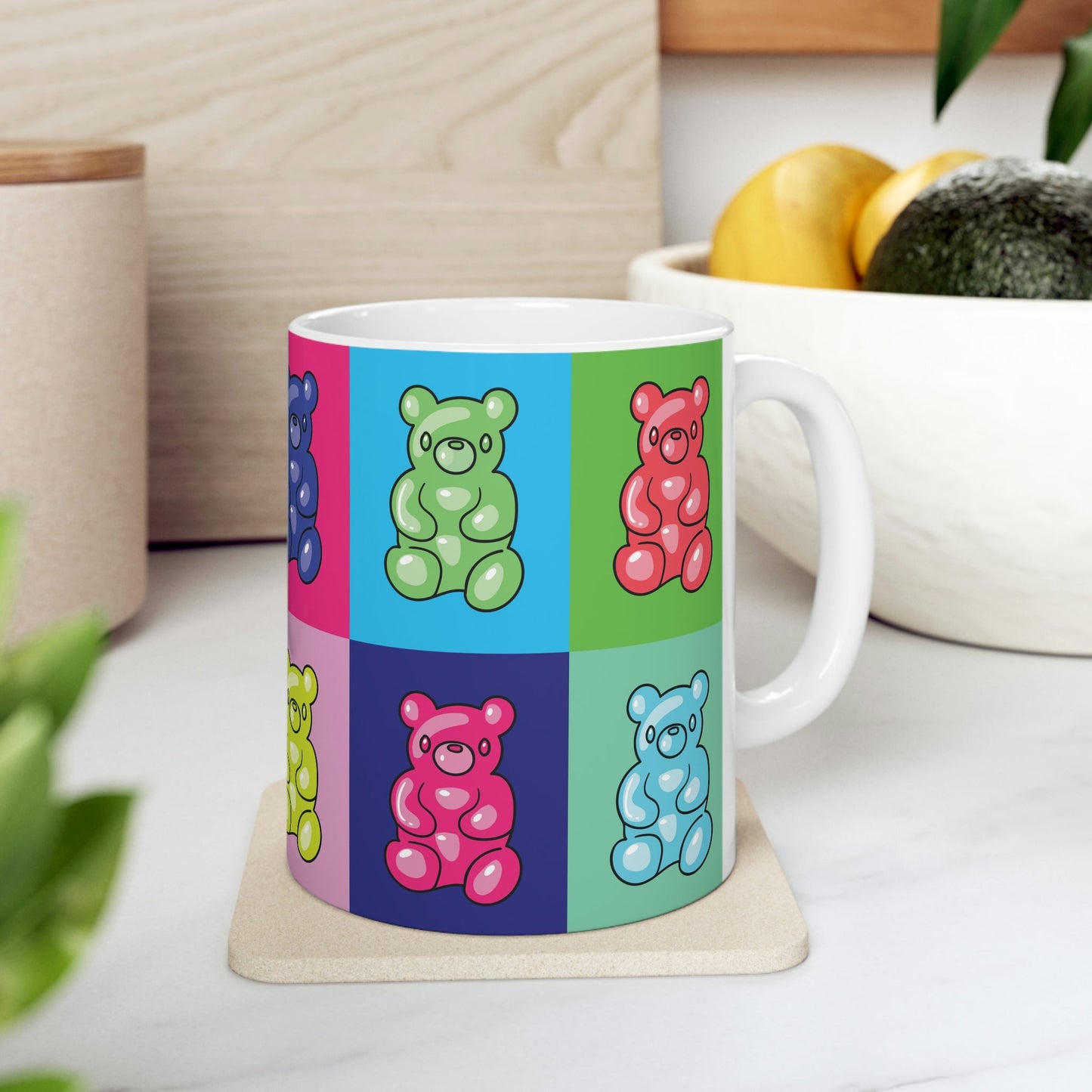 Gummy Cartoon Bear Pop Art Ceramic Mug 11oz Ichaku [Perfect Gifts Selection]