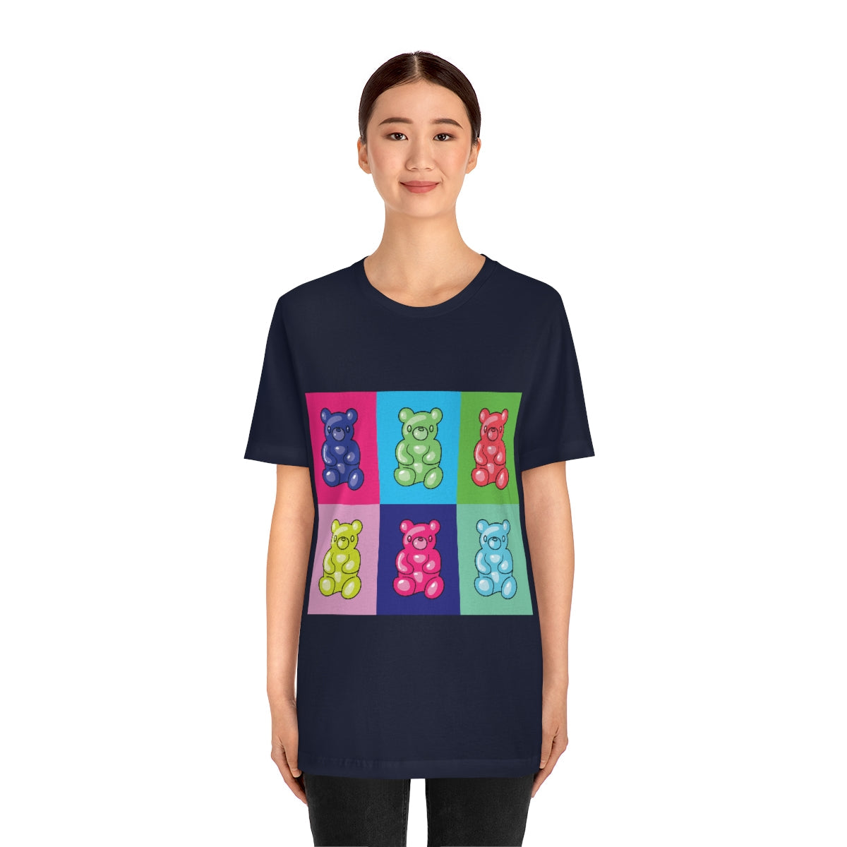 Gummy Cartoon Bear Pop Art Unisex Jersey Short Sleeve T-Shirt Ichaku [Perfect Gifts Selection]