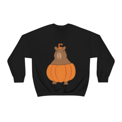 Halloween Capybara Cute October Pumpkin Art Unisex Heavy Blend™ Crewneck Sweatshirt Ichaku [Perfect Gifts Selection]