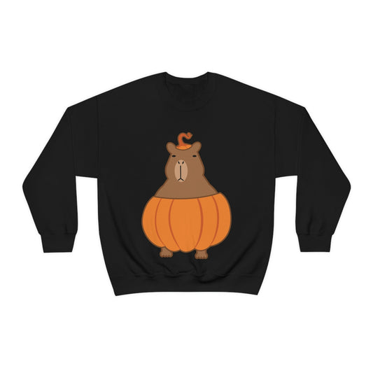 Halloween Capybara Cute October Pumpkin Art Unisex Heavy Blend™ Crewneck Sweatshirt Ichaku [Perfect Gifts Selection]