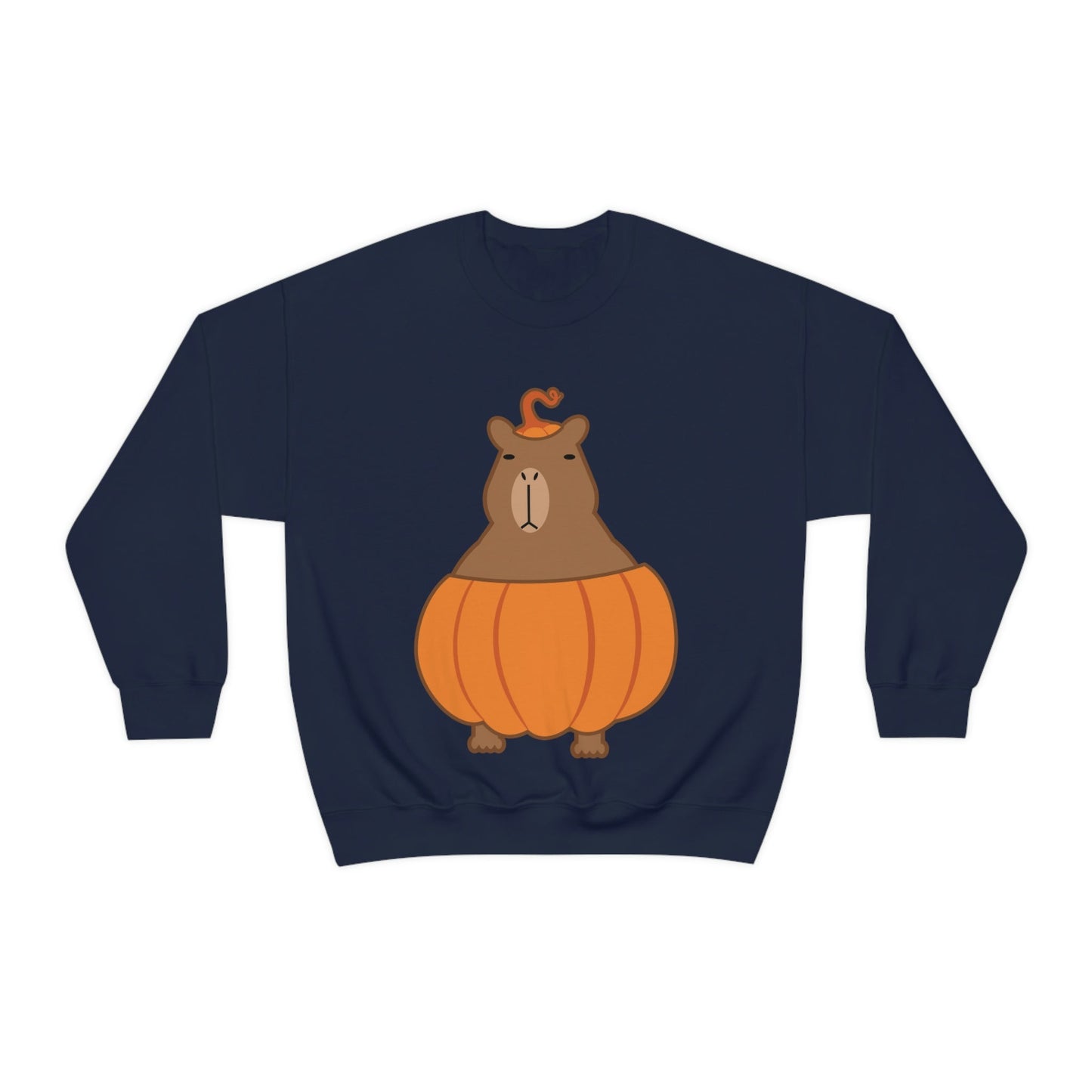 Halloween Capybara Cute October Pumpkin Art Unisex Heavy Blend™ Crewneck Sweatshirt Ichaku [Perfect Gifts Selection]