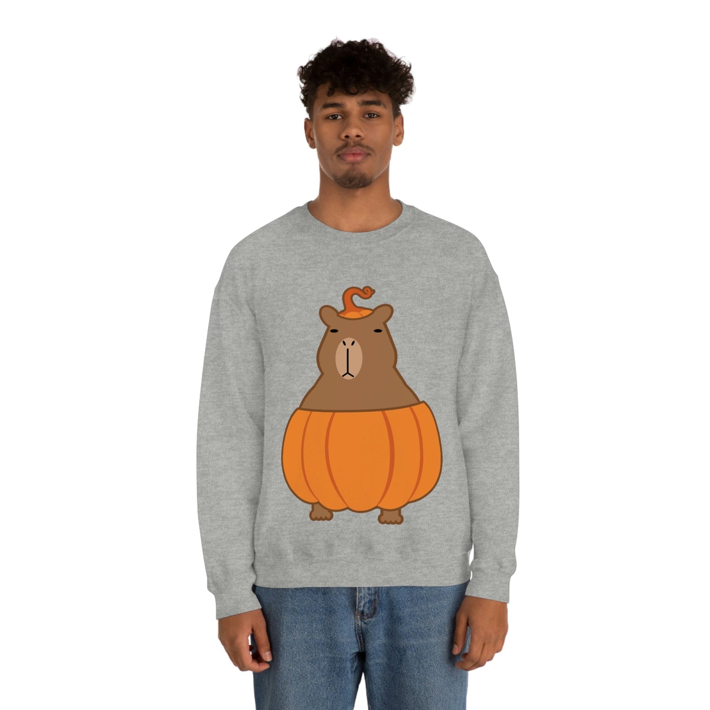 Halloween Capybara Cute October Pumpkin Art Unisex Heavy Blend™ Crewneck Sweatshirt Ichaku [Perfect Gifts Selection]