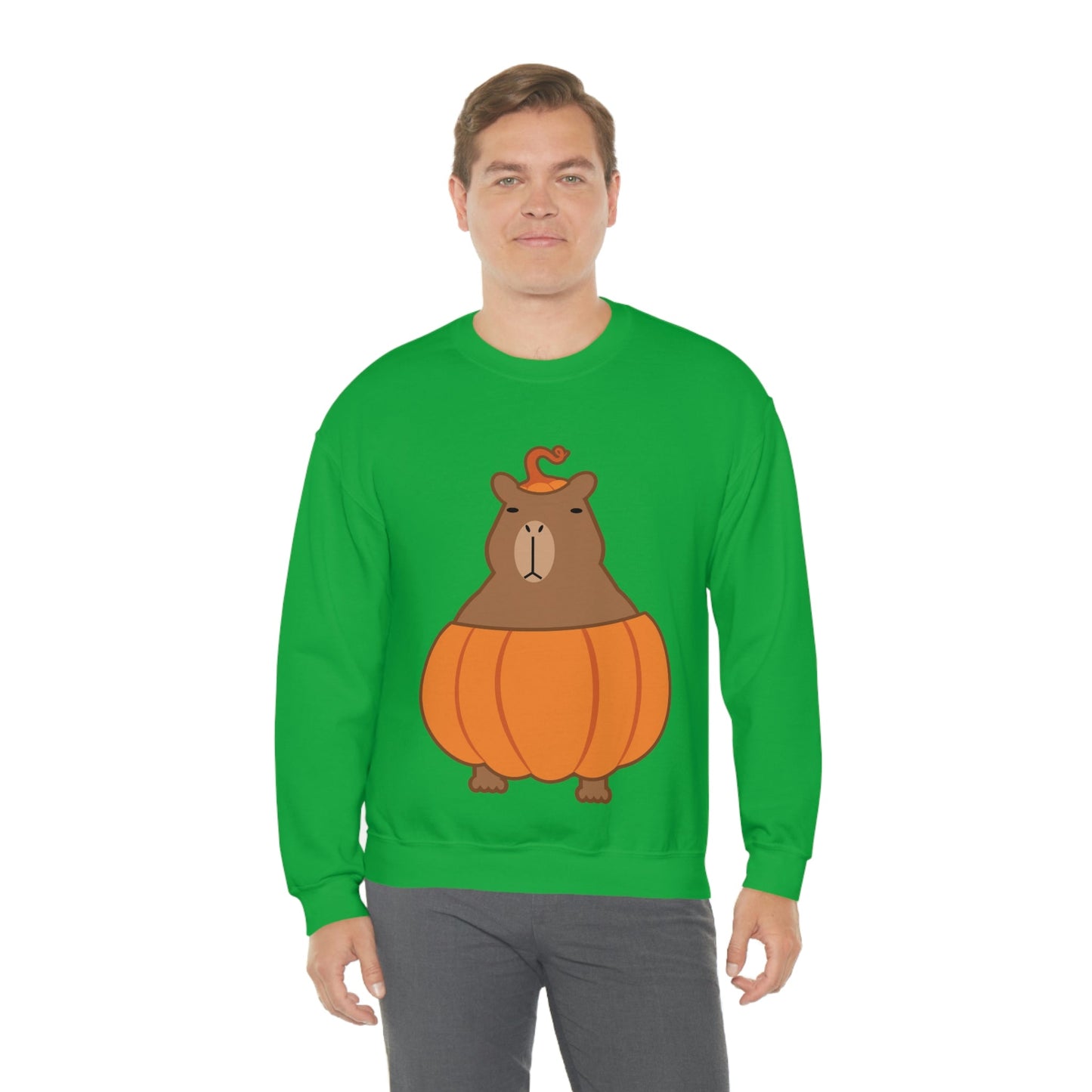 Halloween Capybara Cute October Pumpkin Art Unisex Heavy Blend™ Crewneck Sweatshirt Ichaku [Perfect Gifts Selection]