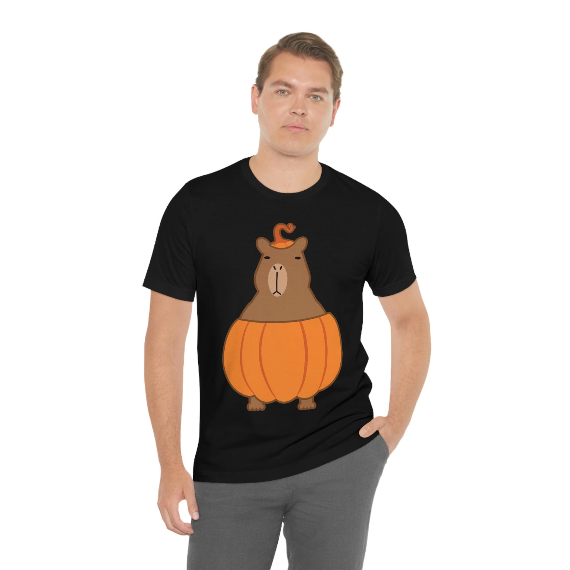 Halloween Capybara Cute October Pumpkin Art Unisex Jersey Short Sleeve T-Shirt Ichaku [Perfect Gifts Selection]