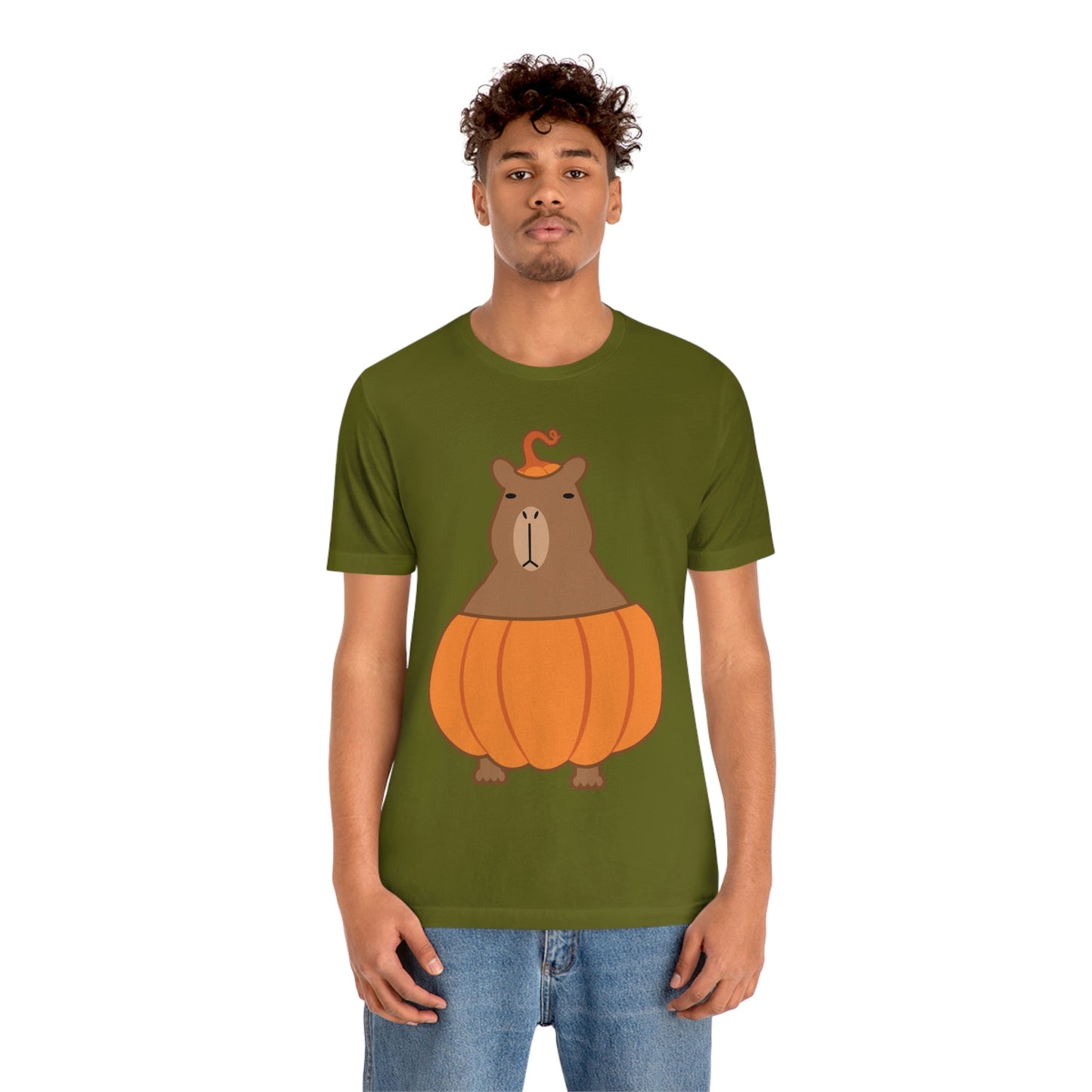 Halloween Capybara Cute October Pumpkin Art Unisex Jersey Short Sleeve T-Shirt Ichaku [Perfect Gifts Selection]