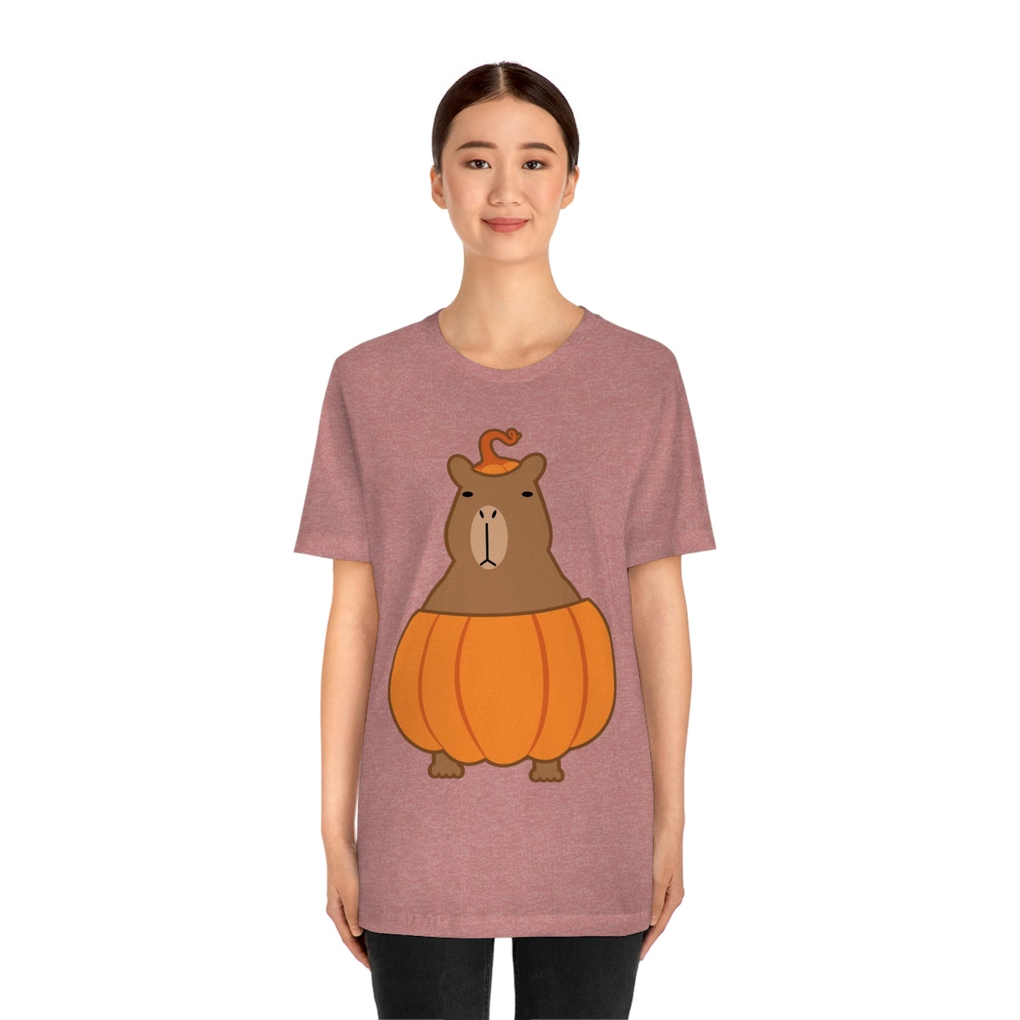 Halloween Capybara Cute October Pumpkin Art Unisex Jersey Short Sleeve T-Shirt Ichaku [Perfect Gifts Selection]