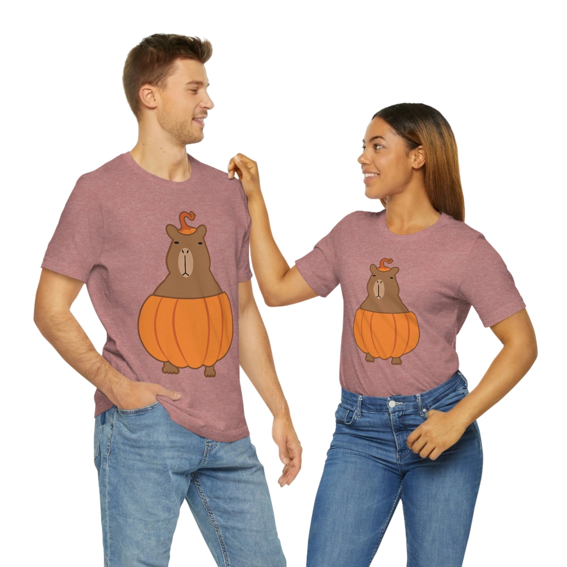 Halloween Capybara Cute October Pumpkin Art Unisex Jersey Short Sleeve T-Shirt Ichaku [Perfect Gifts Selection]