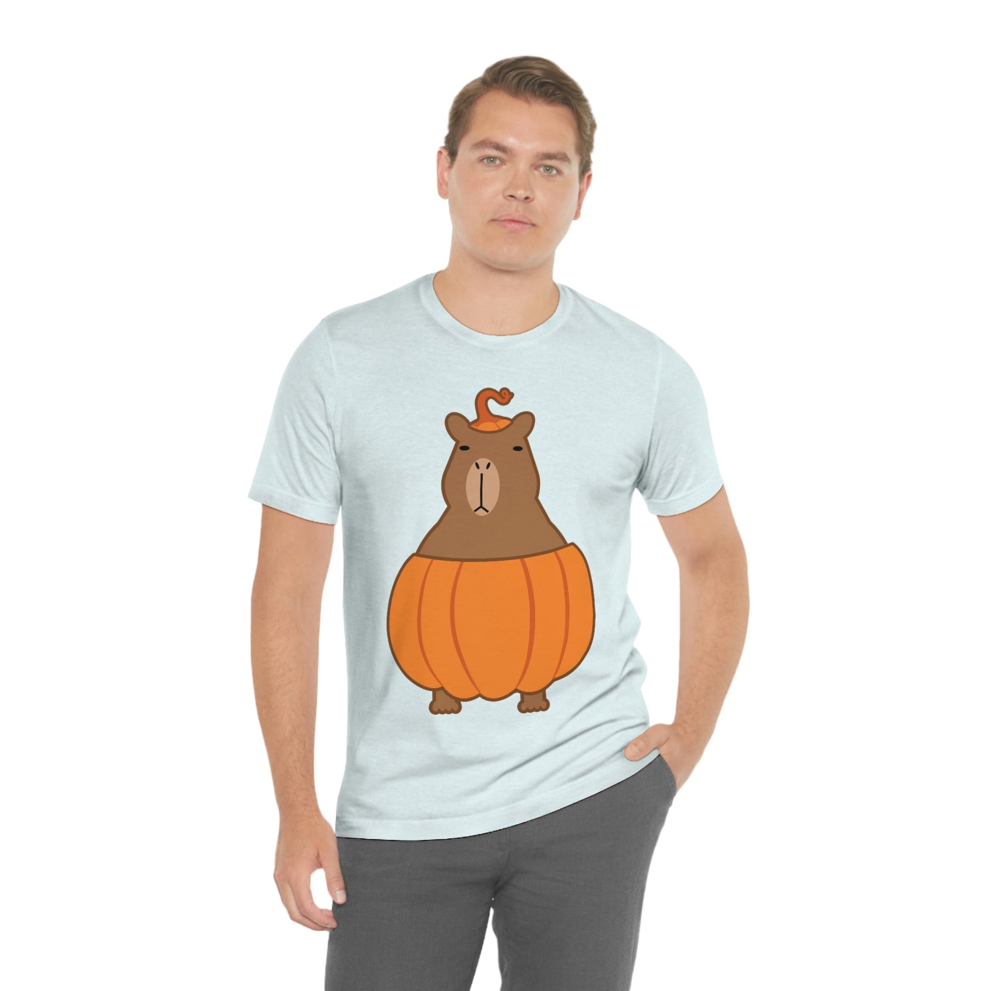 Halloween Capybara Cute October Pumpkin Art Unisex Jersey Short Sleeve T-Shirt Ichaku [Perfect Gifts Selection]