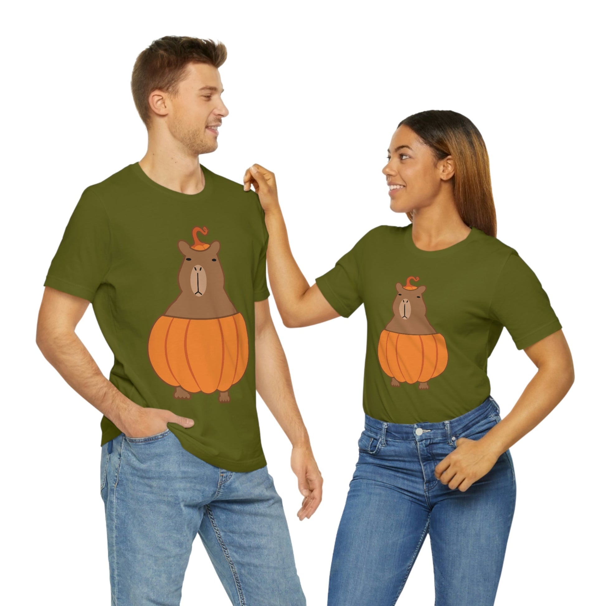 Halloween Capybara Cute October Pumpkin Art Unisex Jersey Short Sleeve T-Shirt Ichaku [Perfect Gifts Selection]