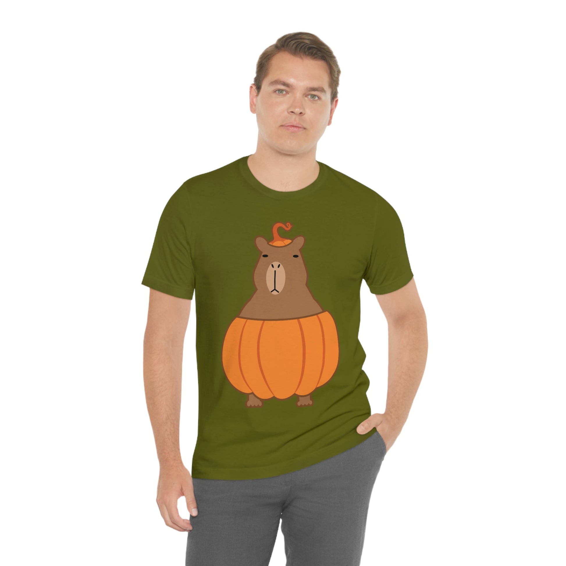 Halloween Capybara Cute October Pumpkin Art Unisex Jersey Short Sleeve T-Shirt Ichaku [Perfect Gifts Selection]