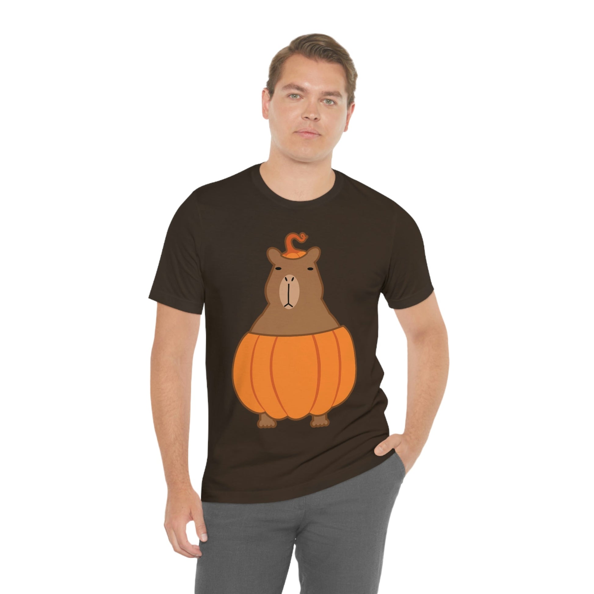 Halloween Capybara Cute October Pumpkin Art Unisex Jersey Short Sleeve T-Shirt Ichaku [Perfect Gifts Selection]