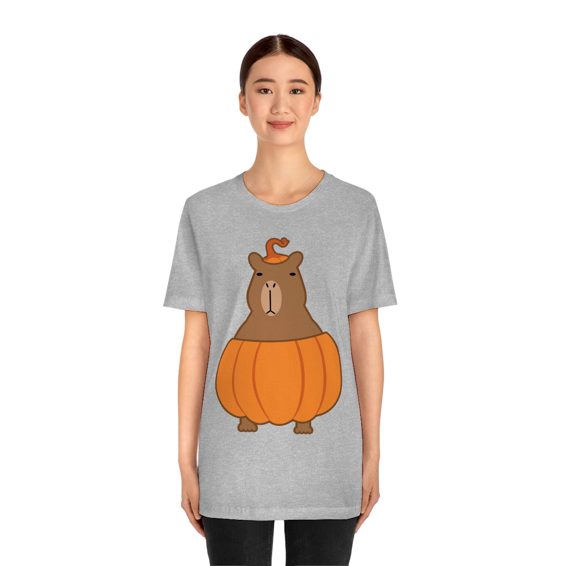 Halloween Capybara Cute October Pumpkin Art Unisex Jersey Short Sleeve T-Shirt Ichaku [Perfect Gifts Selection]