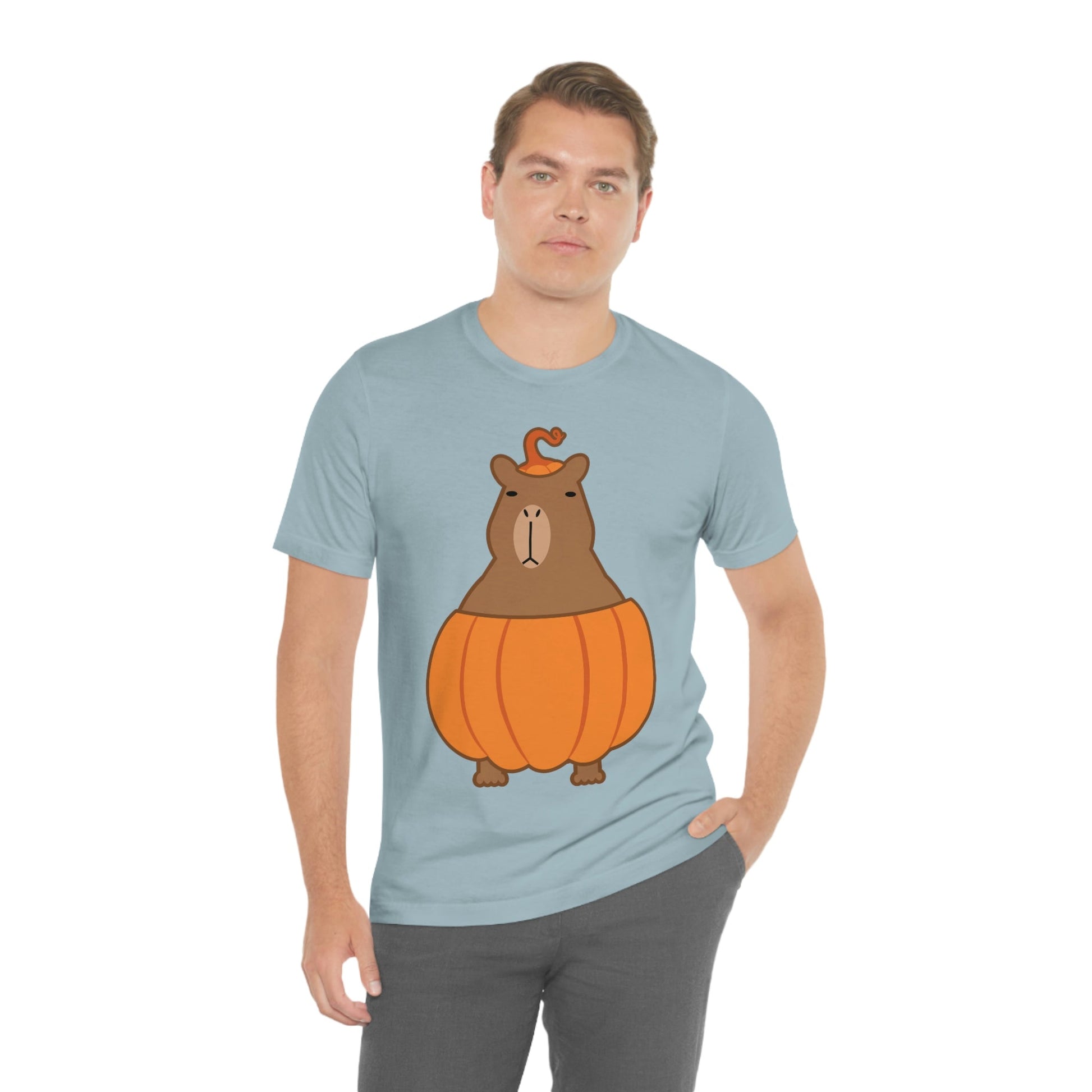 Halloween Capybara Cute October Pumpkin Art Unisex Jersey Short Sleeve T-Shirt Ichaku [Perfect Gifts Selection]