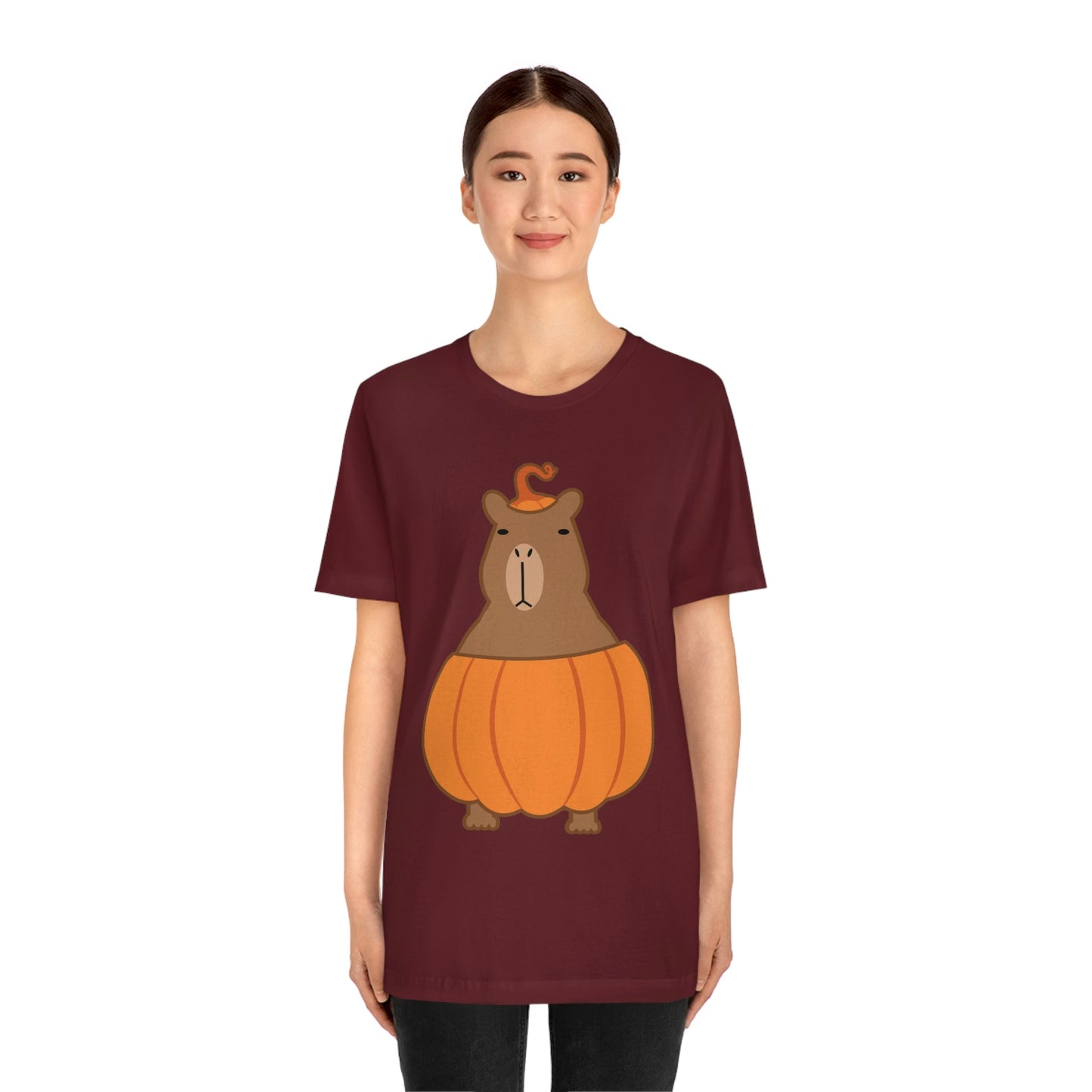 Halloween Capybara Cute October Pumpkin Art Unisex Jersey Short Sleeve T-Shirt Ichaku [Perfect Gifts Selection]