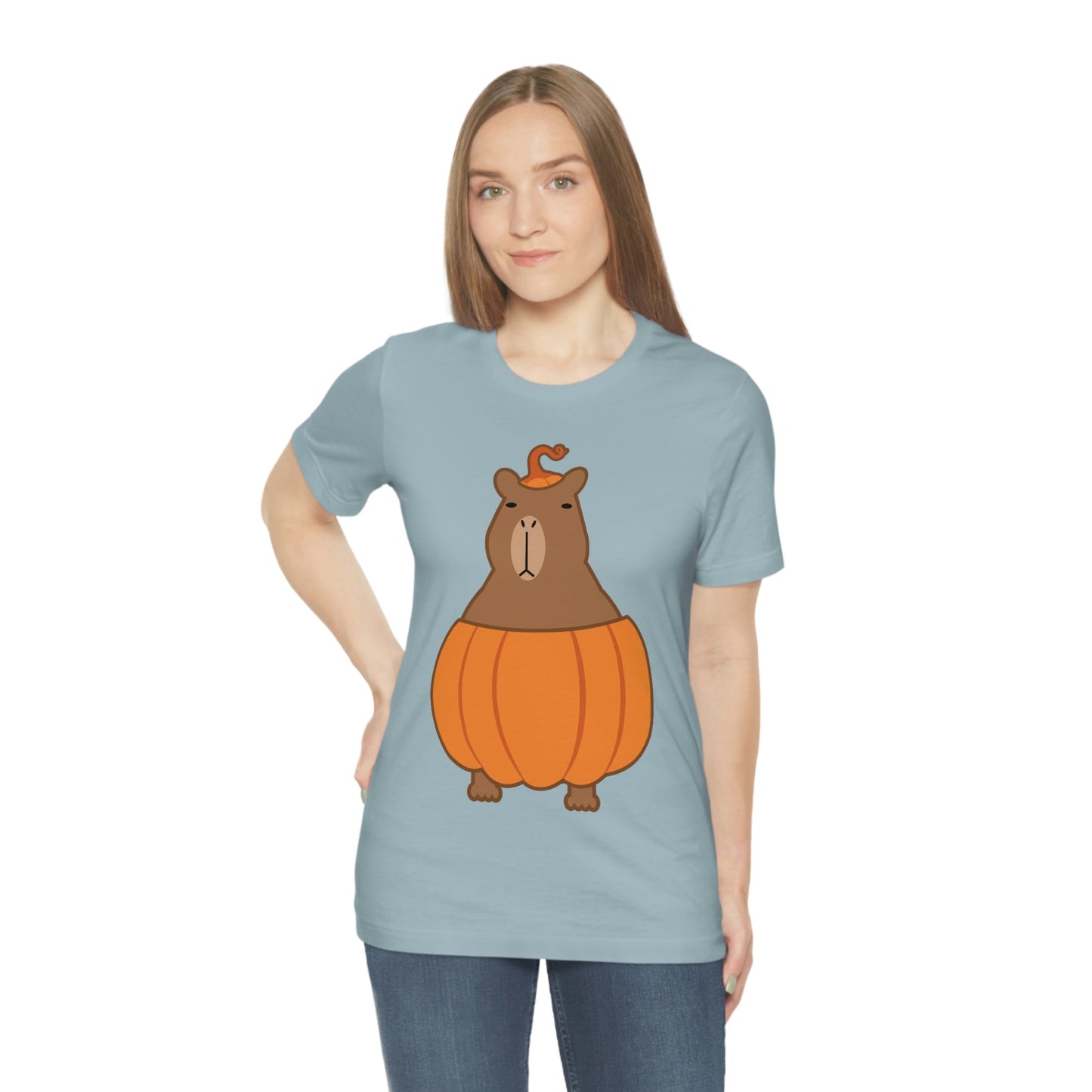 Halloween Capybara Cute October Pumpkin Art Unisex Jersey Short Sleeve T-Shirt Ichaku [Perfect Gifts Selection]