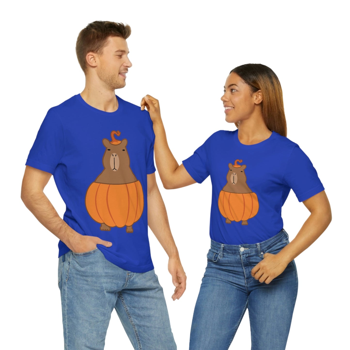 Halloween Capybara Cute October Pumpkin Art Unisex Jersey Short Sleeve T-Shirt Ichaku [Perfect Gifts Selection]