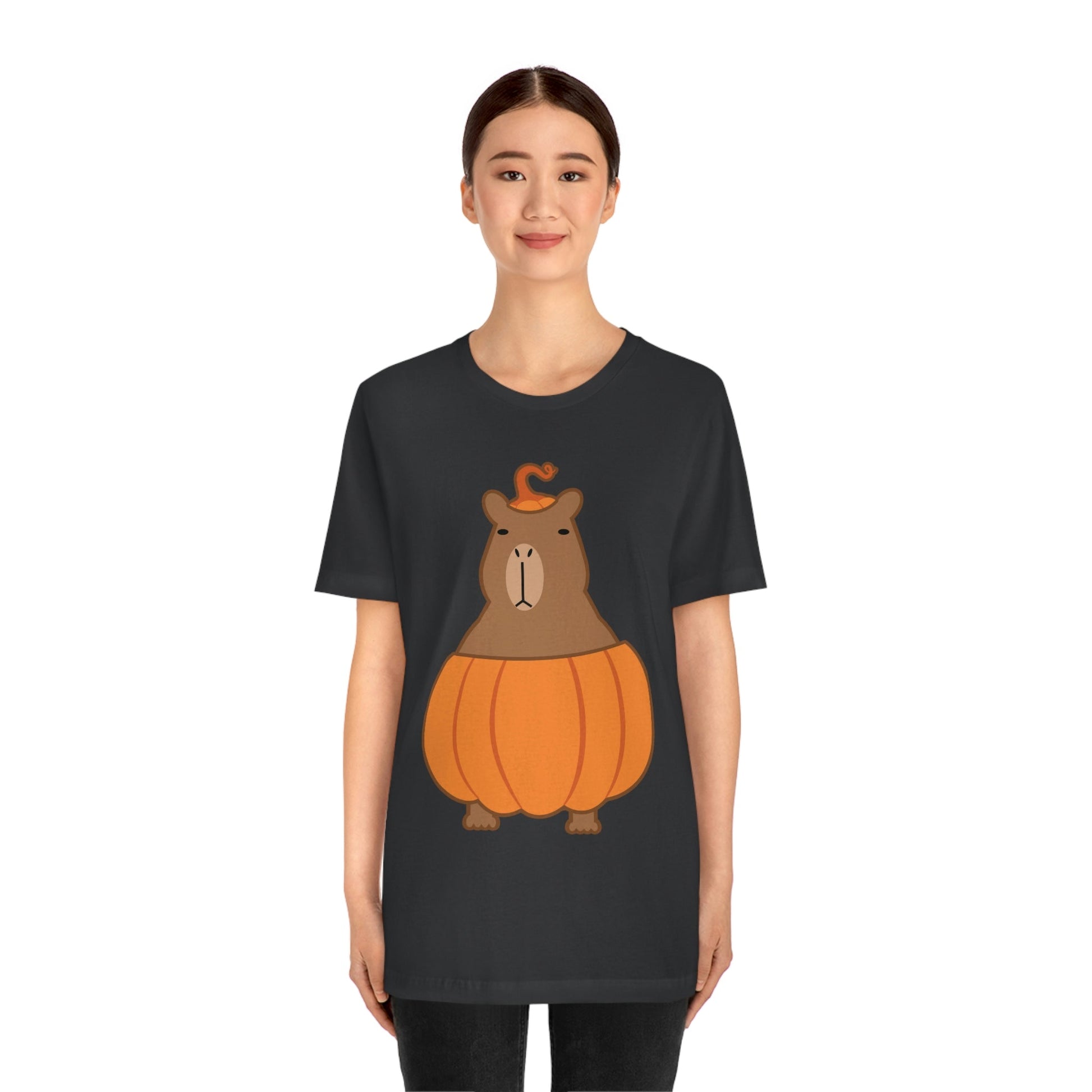 Halloween Capybara Cute October Pumpkin Art Unisex Jersey Short Sleeve T-Shirt Ichaku [Perfect Gifts Selection]