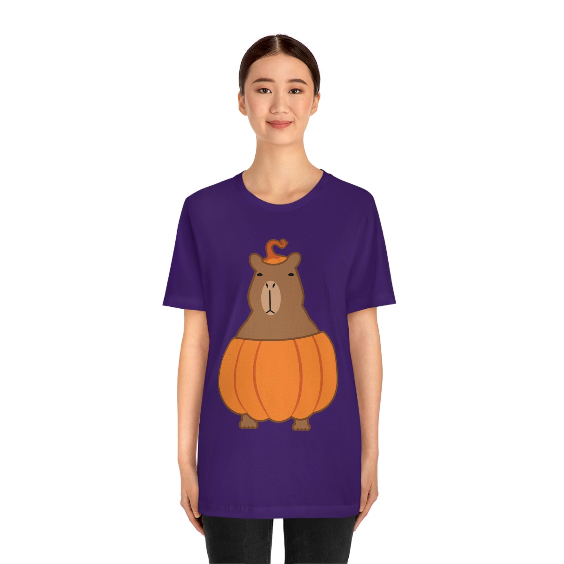 Halloween Capybara Cute October Pumpkin Art Unisex Jersey Short Sleeve T-Shirt Ichaku [Perfect Gifts Selection]