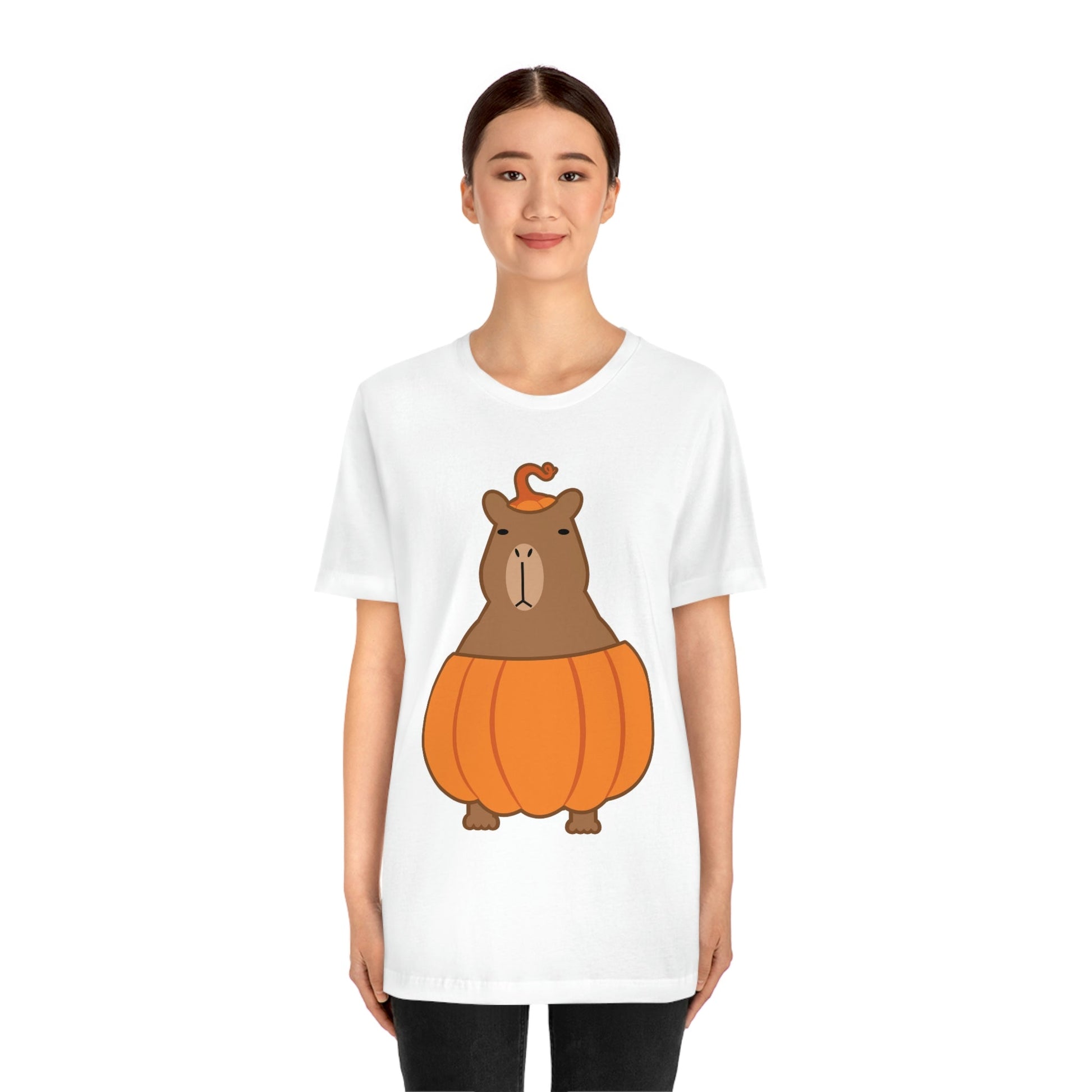 Halloween Capybara Cute October Pumpkin Art Unisex Jersey Short Sleeve T-Shirt Ichaku [Perfect Gifts Selection]